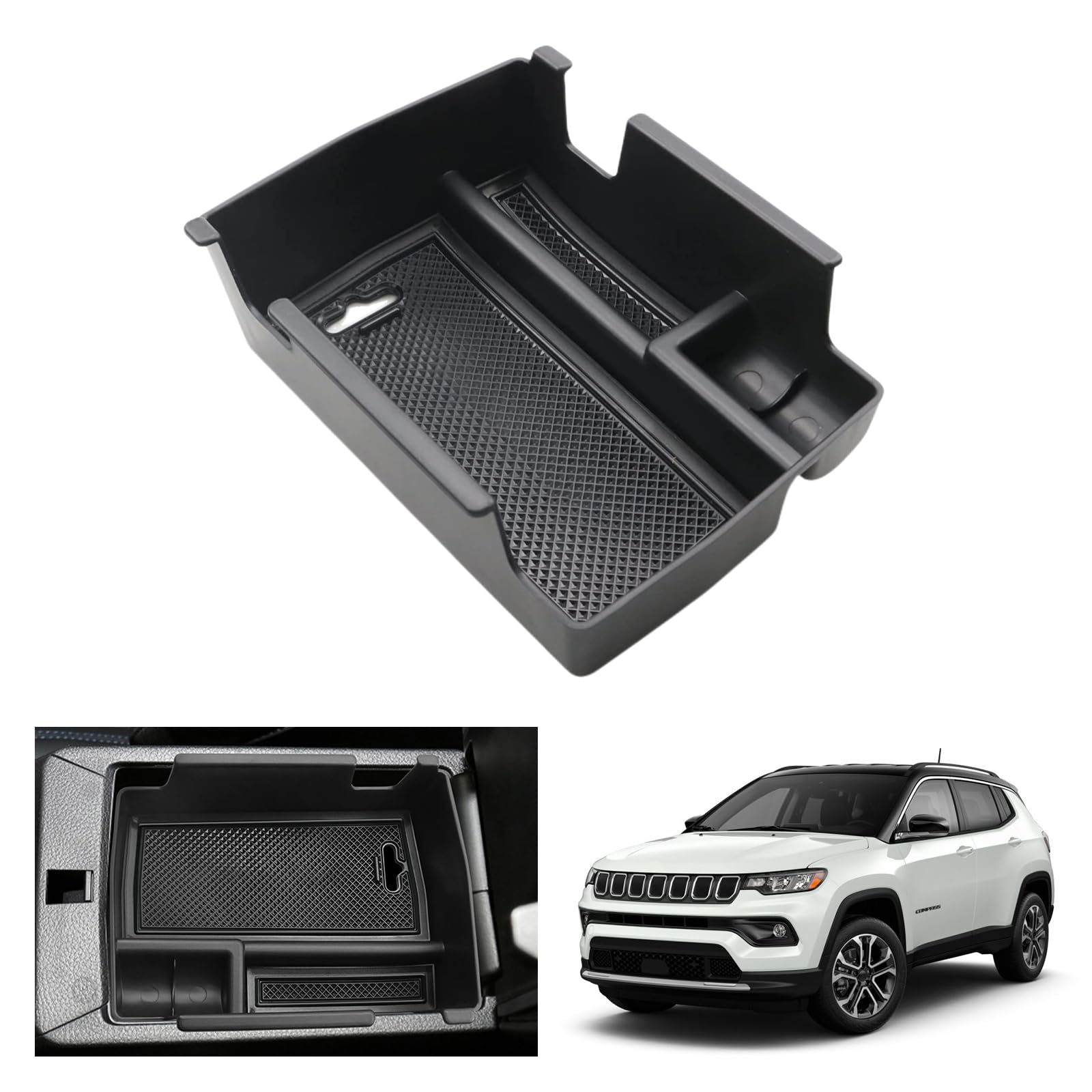 GAFAT J eep Compass 2021-2024 2025 Mittelkonsole Aufbewahrungsbox, Neu Compass 2021 Armlehne Organizer Tray Mittelarmlehne Handschuhfach, Compass Zubehör 2023 (Schwarz) Angebot bei HelloDeals