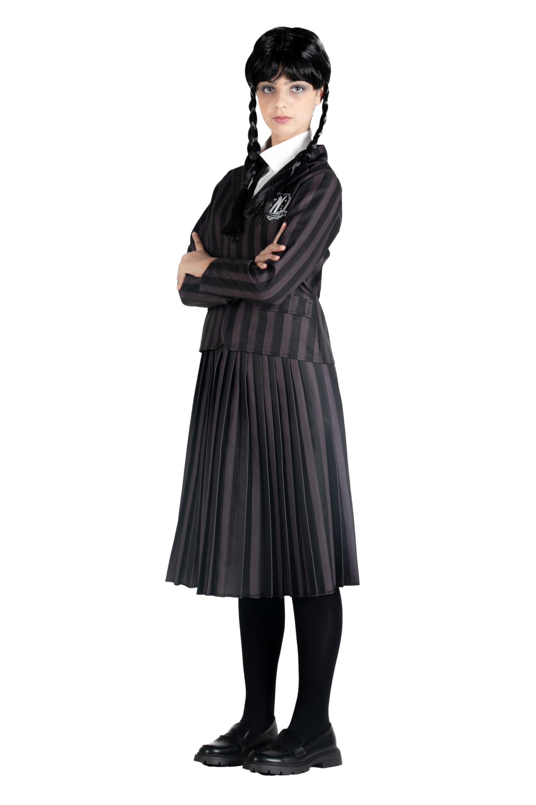 Ciao- Wednesday Addams Nevermore Academy school uniform costume disguise fancy dress girl official Wednesday M Wednesday Nevermore with wig Angebot bei HelloDeals