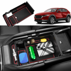Coleya Mittelkonsole Aufbewahrungsbox Kompatibel mit Mazda CX-30 2019-2024, Mazda CX 30 Zubehör Armlehne Organizer, CX-30 Mittelarmlehne Handschuhfach Mit Rutschfestermatte (Rot) Für Mazda CX-30 Rot Angebot bei HelloDeals