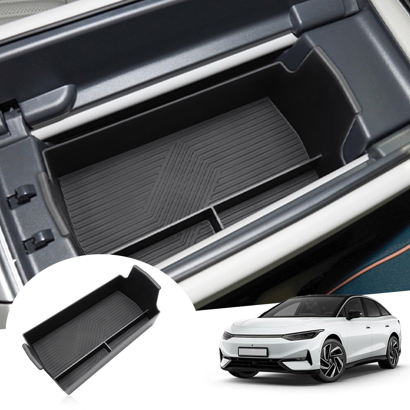 GAFAT Kompatibel mit Neu VW ID.7 2024 2025 Mittelkonsole Aufbewahrungsbox, ID7 2024 GTX Tourer Armlehne Organizer Tray Ablagen Handschuhfach, ID.7 Zubehör Angebot bei HelloDeals