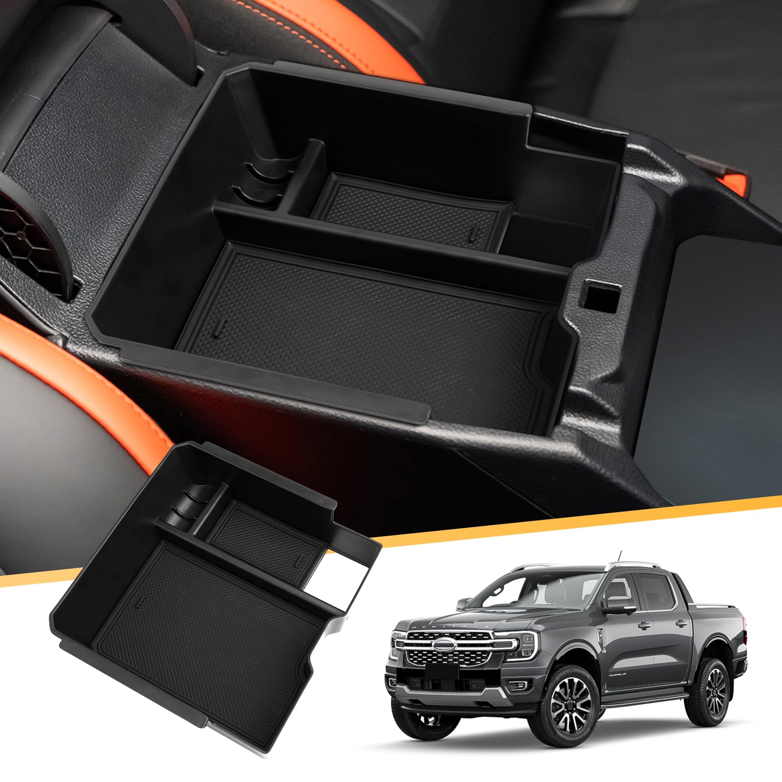 LFOTPP Kompatibel mit Neu Ford Ranger T9 2023 2024 2025 Auto Aufbewahrungsbox Handschuhfach, Mittelkonsole Organizer Tray Veranstalter, Ranger T9 Raptor Wildtrak XLT Zubehör (E-Bremse) For T9 Electric Parking Angebot bei HelloDeals