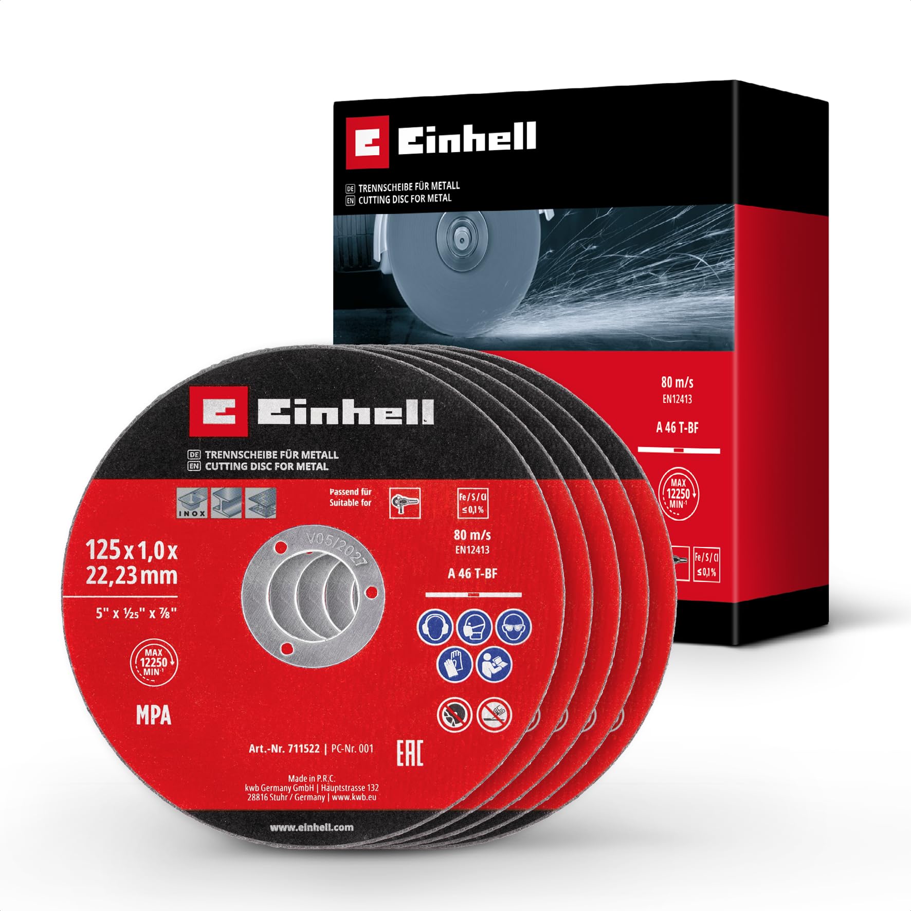 Original Einhell 5-tlg. Dünntrennscheiben-Set für Metall, Ø 125 mm (1 mm Stärke, MPA-zertifiziert, hohe Lebensdauer, präzise, gratarme Schnitte, für Winkelschleifer) 125 x 1,0 mm 5 Stk. Angebot bei HelloDeals