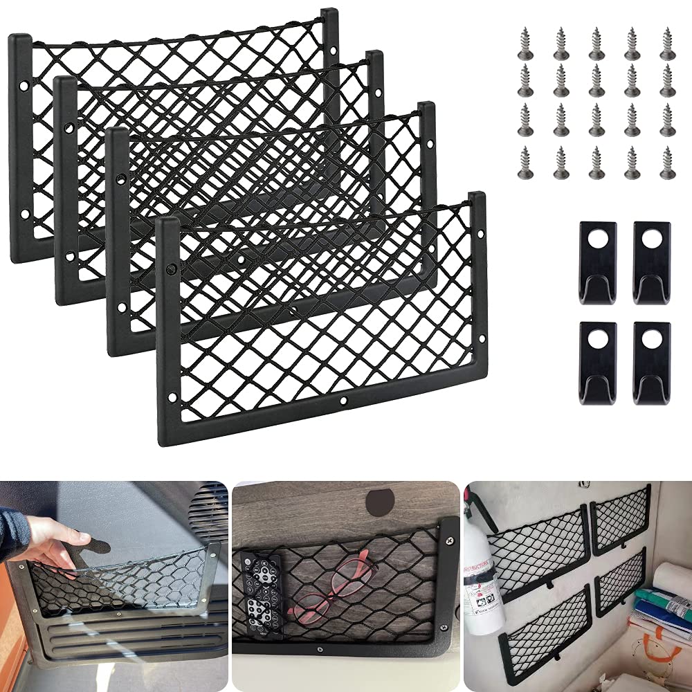 4 Stück Gepäcknetz 36 * 18CM Mit Haken Kofferraum Netztasche Wohnmobil Aufbewahrungsnetz Auto Car Trunk Storage Net Ablagenetz für Wohnwagen, LKW, Transporter Lieferwagen 4 Pcs Angebot bei HelloDeals