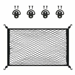 Pmueuff Gepäcknetz Auto, 100 x 80 cm Kofferraumnetz Auto Gepäcknetz Erstreckt Sich auf 160 x 140 cm, Kofferraum Netztasche, Kofferraum Netz Ladungssicherung mit 4 ABS Haken für die Meisten Autos Angebot bei HelloDeals