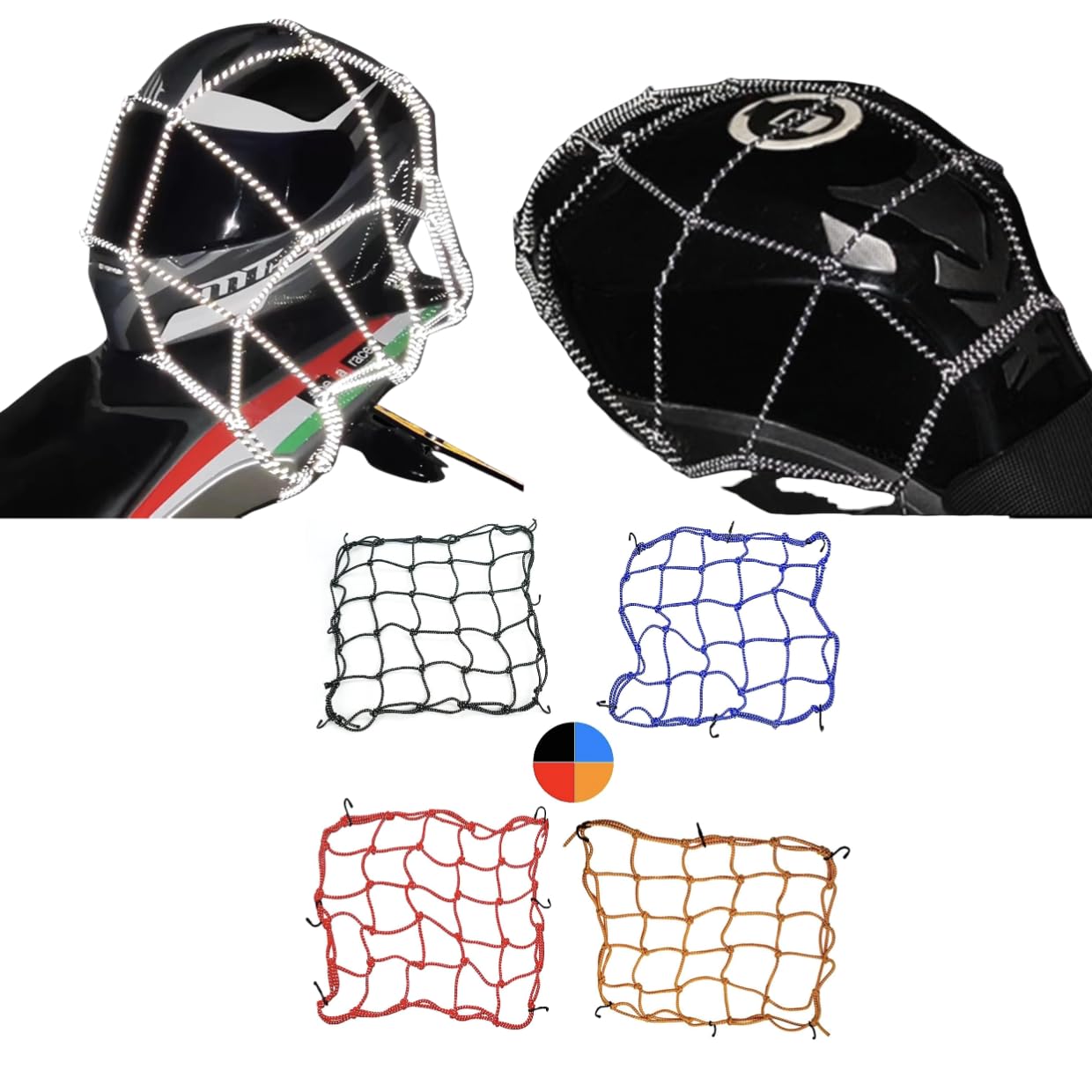 Motorrad gepäcknetz Motorrad Netz,Fahrradkorb Netz 40x40cm,Gepäcknetz mit 6 Befestigungshaken für Fahrradkorb,Spannnetz,Frachtnetze für Motorradhelm,Für Motorrads E-Bike Trike Fahrrad (Black) Angebot bei HelloDeals