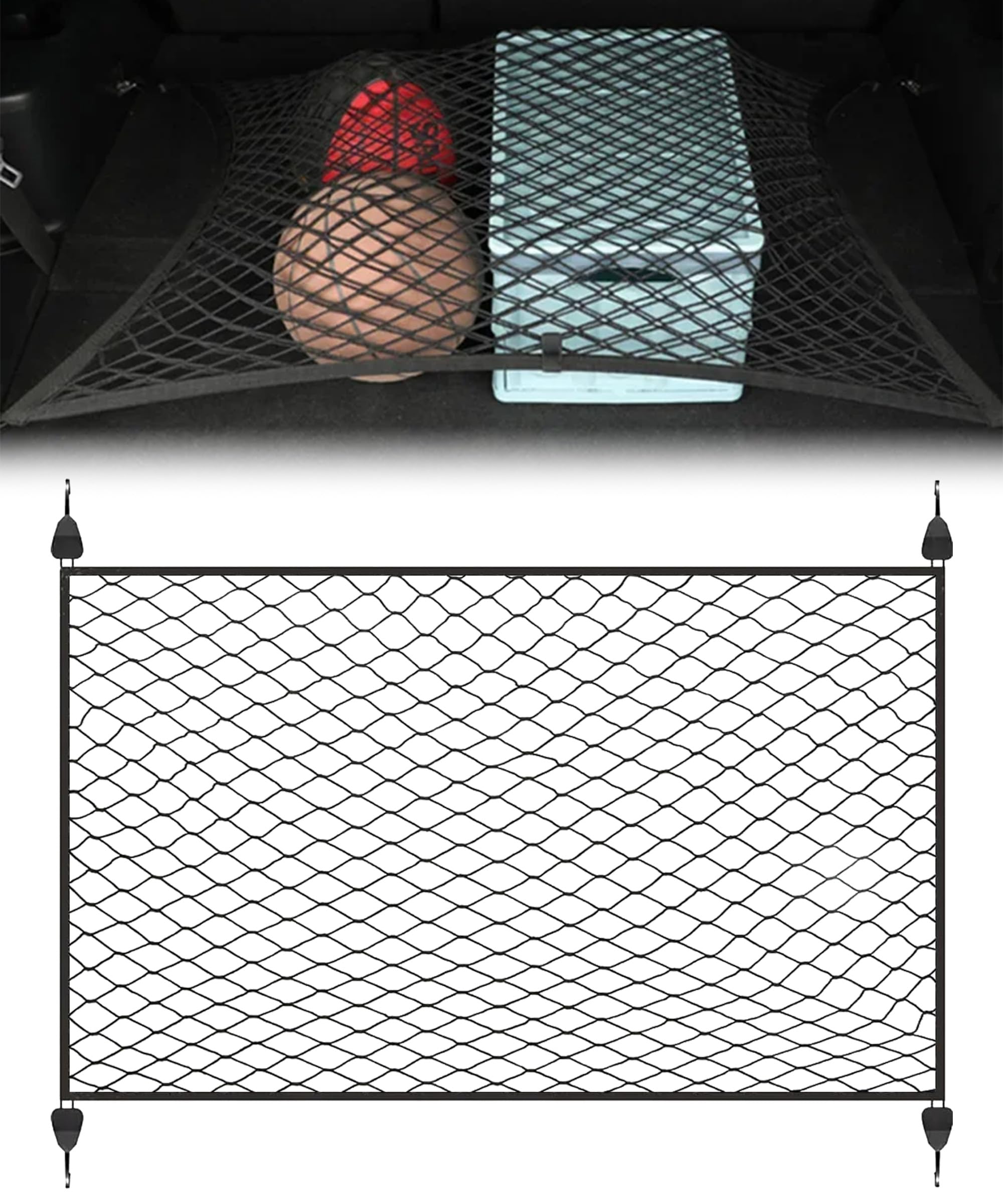 Flaconi 60x40cm Gepäcknetz,Kofferraumnetz,Gepäcknetz Auto,Gepäcknetz Wohnmobil,Auto Netz Kofferraum,Hundenetz Auto Kofferraum,Kofferraum Netztasche,Kofferraum Netz mit 4 ABS Haken für Angebot bei HelloDeals