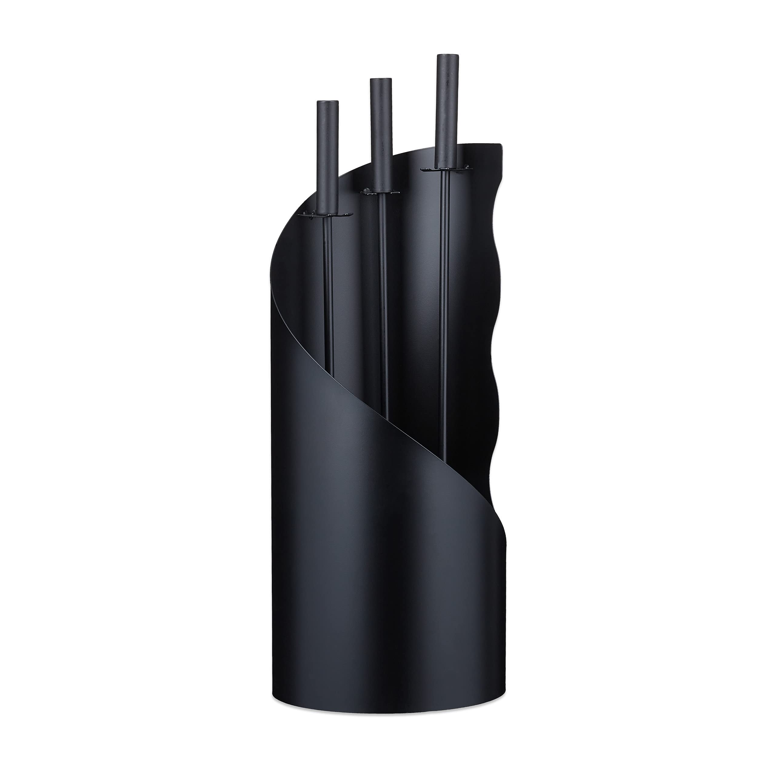 Relaxdays Kaminbesteck, modern, 4-teilige Kamingarnitur mit Schürhaken, Ascheschaufel, Kaminbesen & Ständer, schwarz Angebot bei HelloDeals