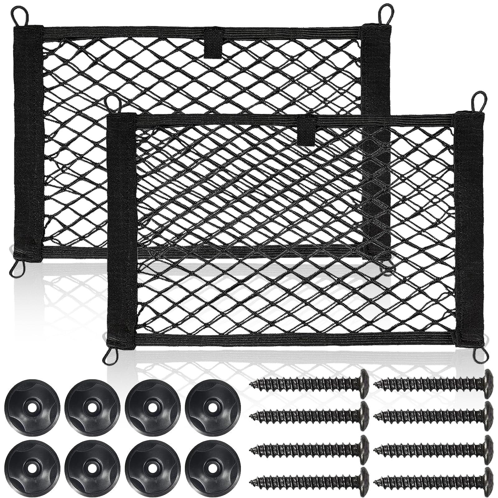 Gepäcknetz, 2 Stück Kofferraum Netztasche 40 x 25 cm Universal Kofferraumnetz Aufbewahrungsnetz Ablagenetz Nylon für Wohnwagen LKW Transporter Lieferwagen Angebot bei HelloDeals