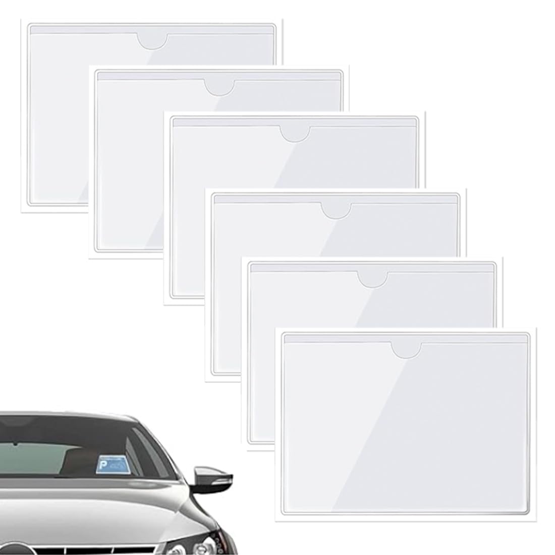 Parkausweishalter,Parkscheinhalter,6 Pcs Auto Parkschein Clip Parkschein Taschen Parkausweishalter Windschutzscheibe Parkausweis Halter Hülle Parklizenz Selbsthaftend Transparente Klebetasche Angebot bei HelloDeals