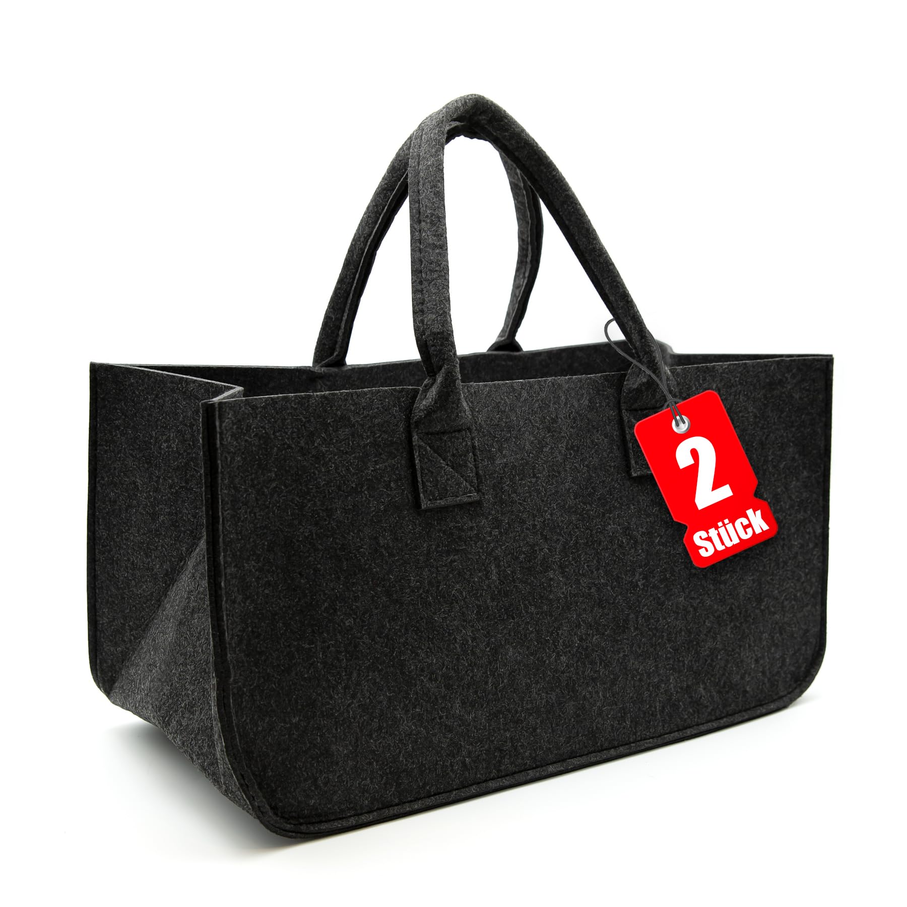 BigDean 2 Stück Filztasche groß in Anthrazit für Kaminholz oder als Shopper verwendbar – Kaminholzkorb im leichten & kompakten Design – faltbarer Holzkorb 2 Stück Anthrazit Angebot bei HelloDeals