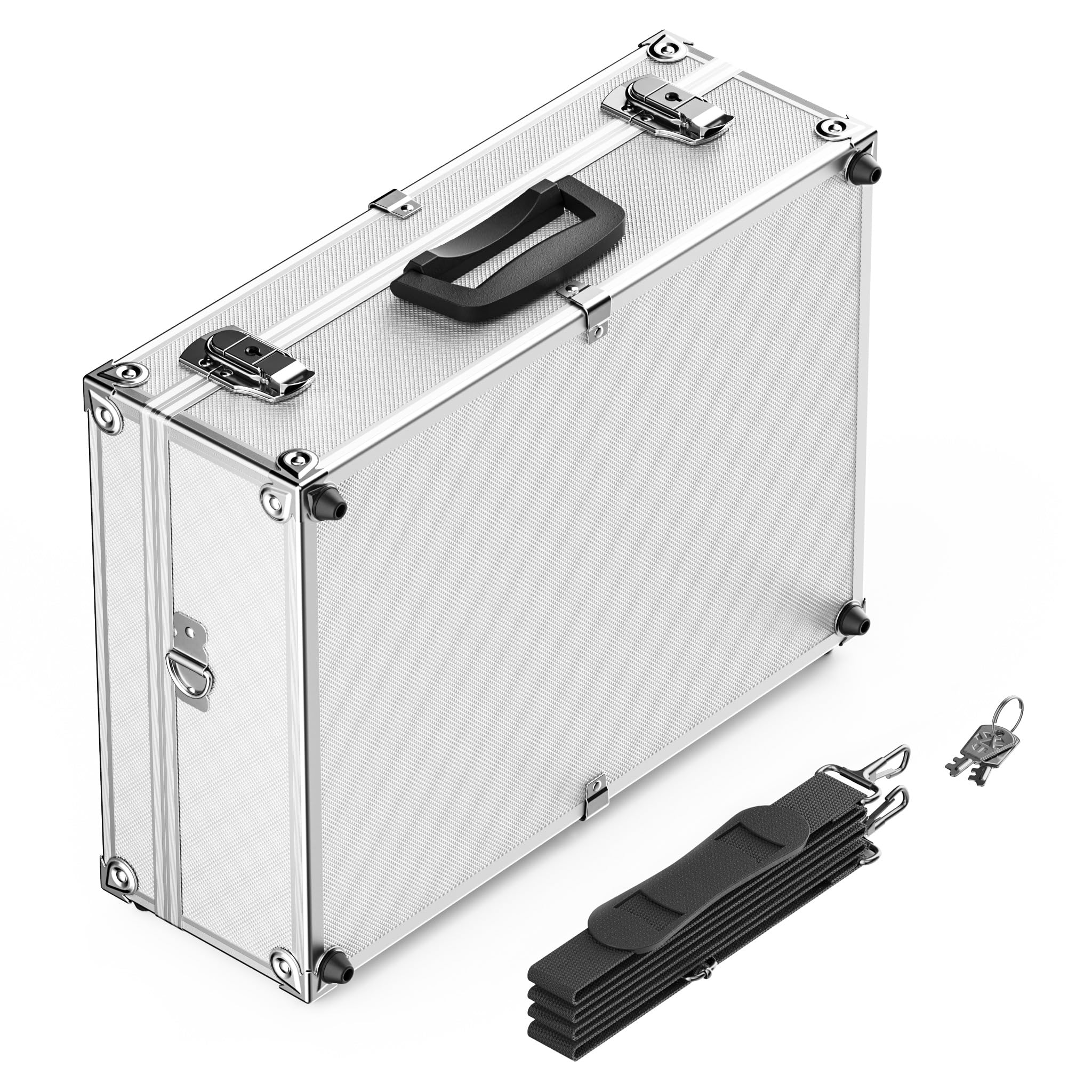 Wiltec Alu Universalkoffer 46x33x15,2 cm, Alubox abschließbar für Aufbewahrung und Transport von Werkzeug, Messgeräten usw., mit Griff und Tragegurt Weiß Set 1-tlg. Angebot bei HelloDeals