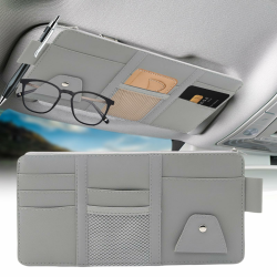 Favson Auto Sonnenblende Organizer,Leder Aufbewahrungstasche,29x15cm Car Sun Visor Organizer,Sonnenblende Tasche für Karten Lizenz Stift Brillen,Auto Interieur Leder Sonnenblenden Organizer(Grau) Angebot bei HelloDeals