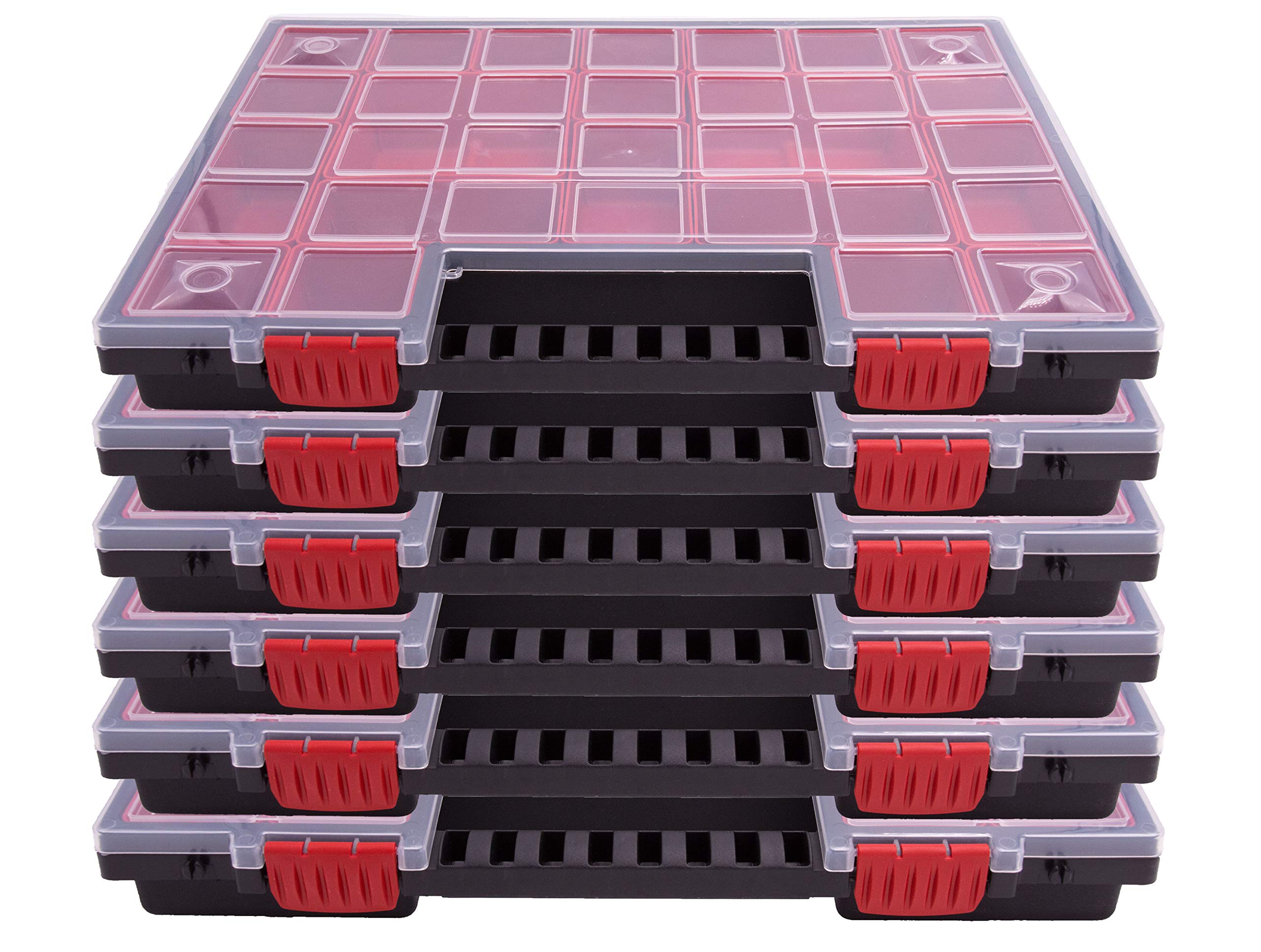 Kistenberg 6x Sortimentskasten KNO40305B | mit herausnehmbaren roten Fächern | ideal für Kleinteile, Werkzeug und Organisation | Kunststoff | 39,9 x 30,3 x 5cm Angebot bei HelloDeals