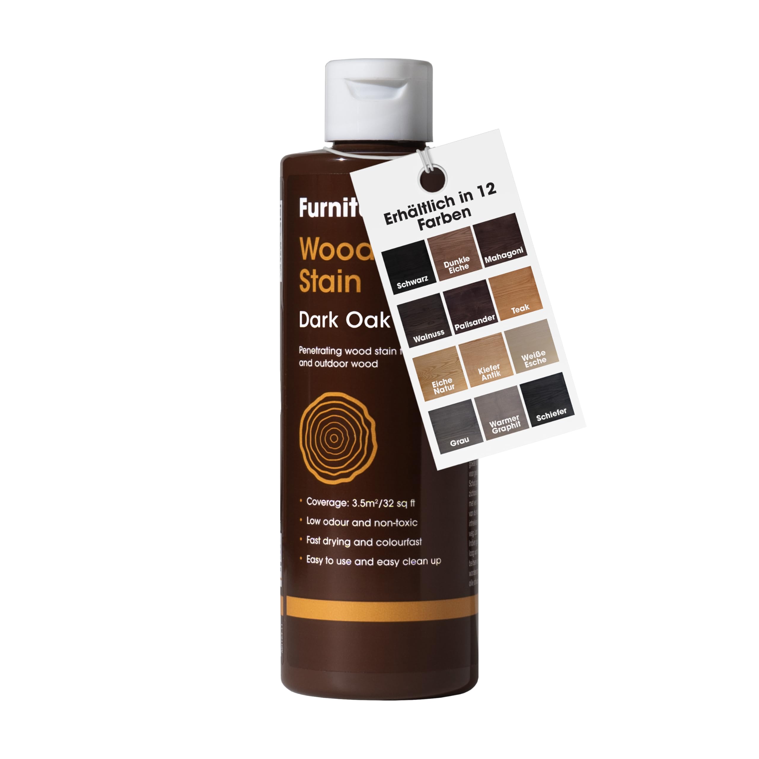 Furniture Clinic Holz-Beize und Moebel-Lasur (Dunkle Eiche). Ungiftig. Hochkonzentrierte Holzbeize. Schnelltrocknend. Beize für alle Holzarten im Innen und Außenbereich 500 ml 500ml Dunkle Eiche Angebot bei HelloDeals