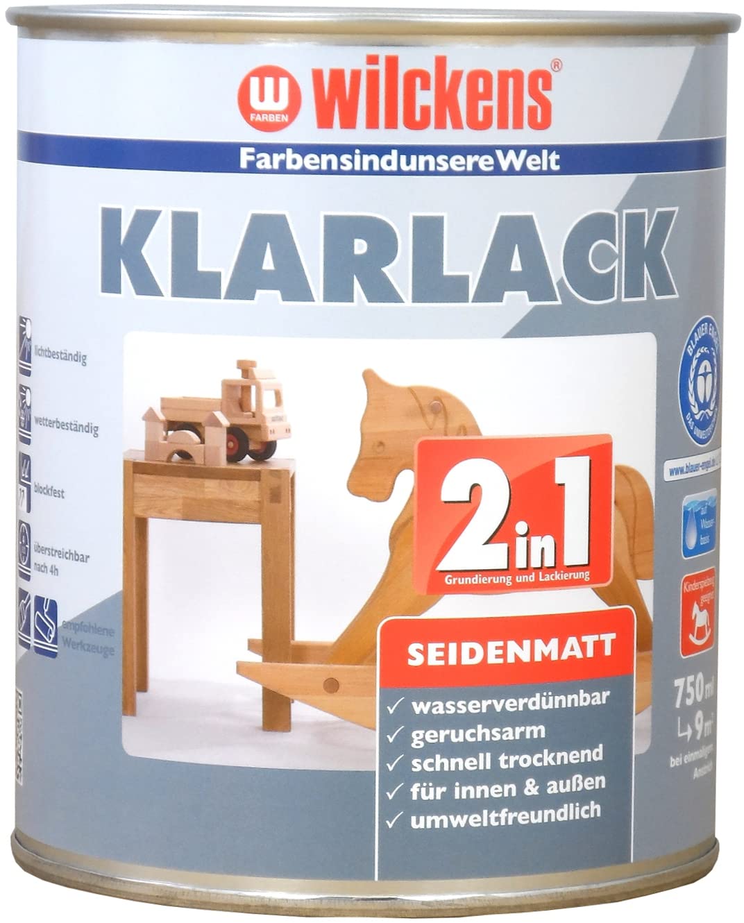 Wilckens 2in1 Klarlack seidenmatt, 750 ml, farblos Acryl und Alkyd 750 ml Angebot bei HelloDeals