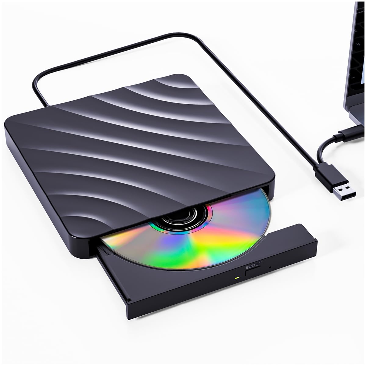 QDSYLQ Externes DVD CD Laufwerk USB: DVD Brenner Extern CD Laufwerk für Laptop PC, Externe Optische Laufwerke +/-RW ROM, Externer CD/DVD Brenner und Player für Windows 11/10/8/7/XP/Vista Linux MacOS Schwarz Angebot bei HelloDeals
