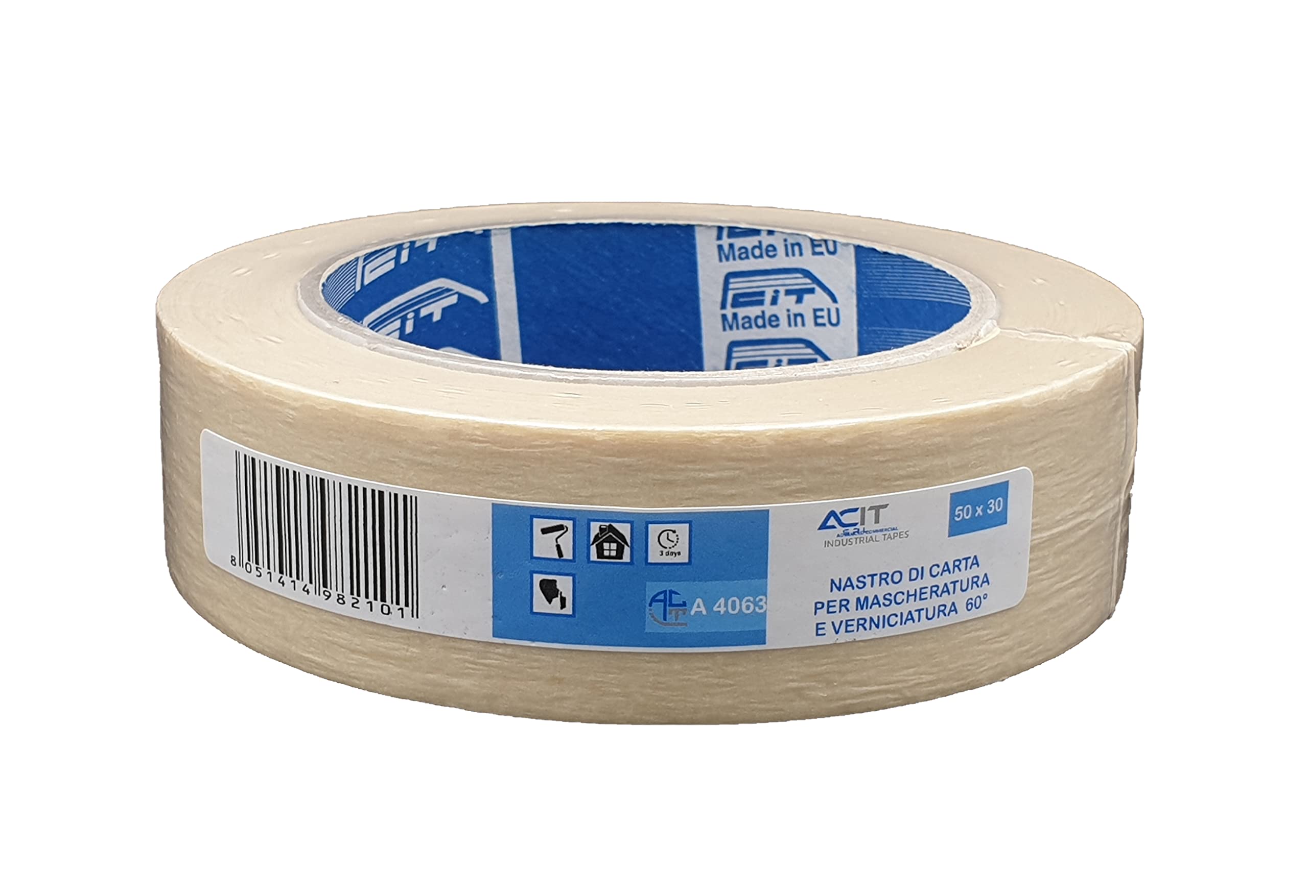 ACIT, Malerpapier 1 Stück 50m x 30mm, Klebeband Malerband 60 °C, Klebeband für Malerarbeiten, Universelles Abdeckband 30 mm Angebot bei HelloDeals