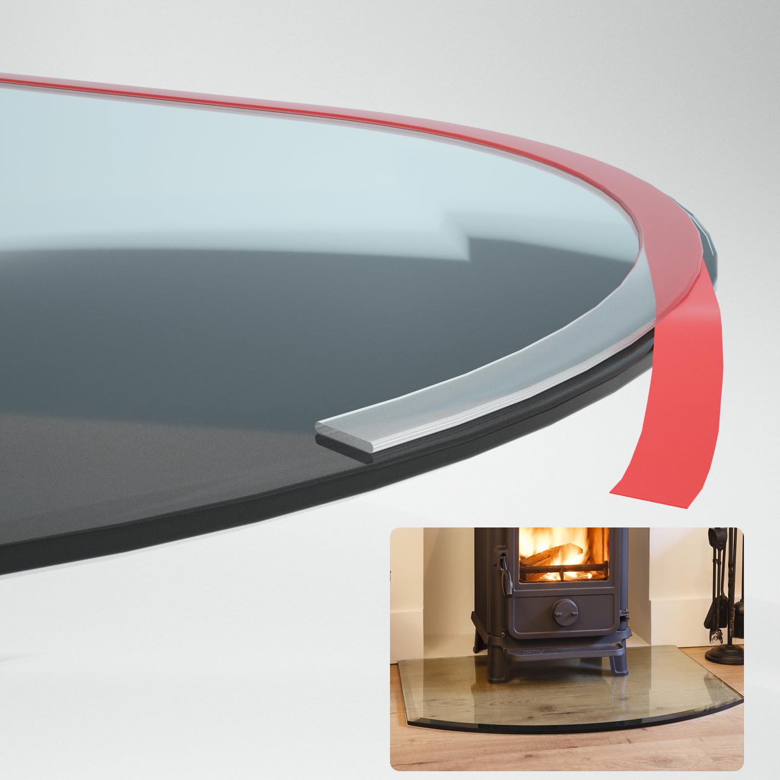 4-WAY Fach Silikon Dichtlippe Schmutzlippe für Kaminplatte Glasboden, Ofenbrett, Boden, Kaminplatte, Länge Flache Form (6M) Angebot bei HelloDeals