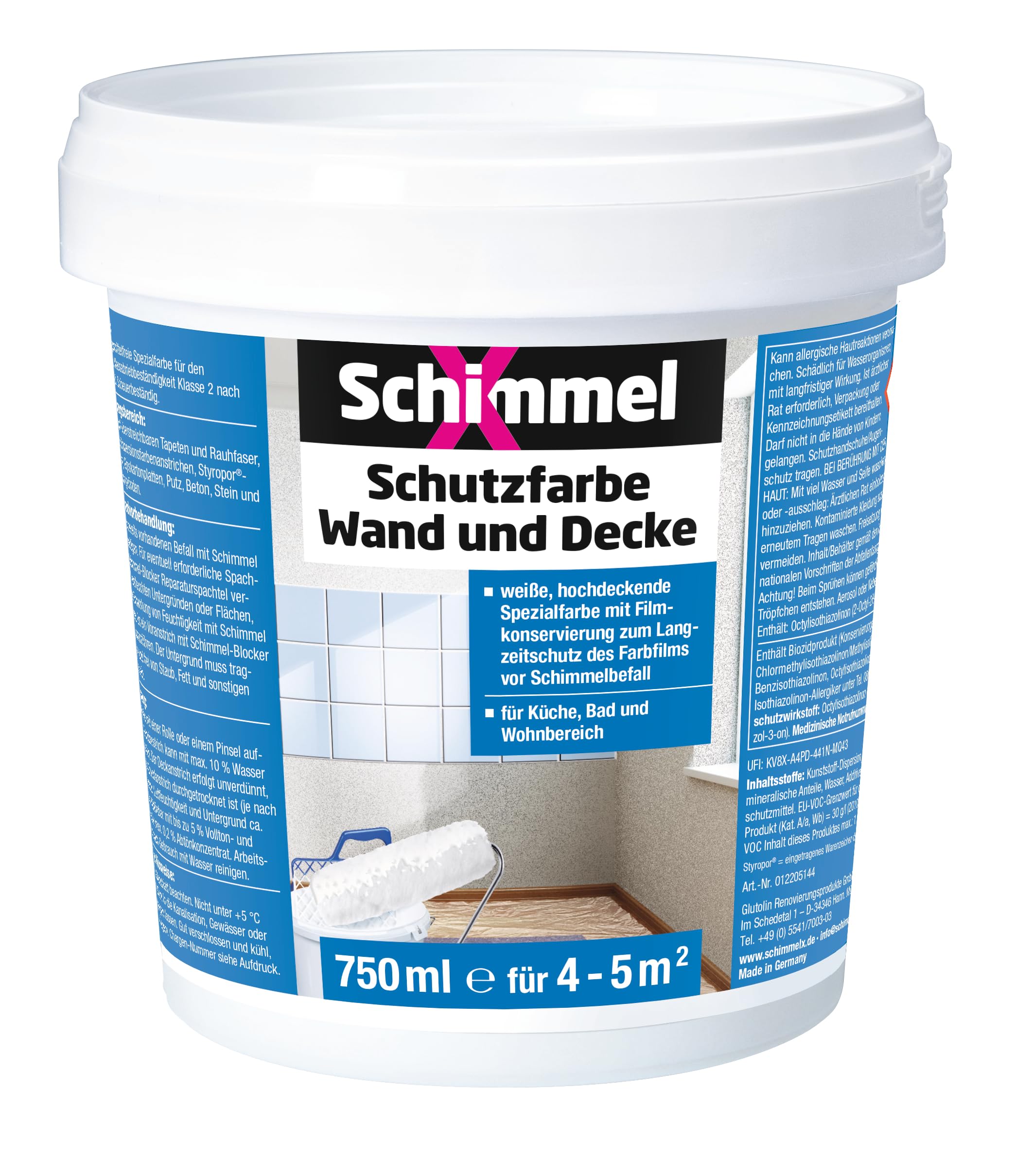 SchimmelX Schutzfarbe Wand und Decke 750 ml | hochdeckende Spezialfarbe | für Küche, Bad und Wohnbereich | scheuerbeständig | Lösemittelfrei | Innenbereich 750 ml (1er Pack) Angebot bei HelloDeals