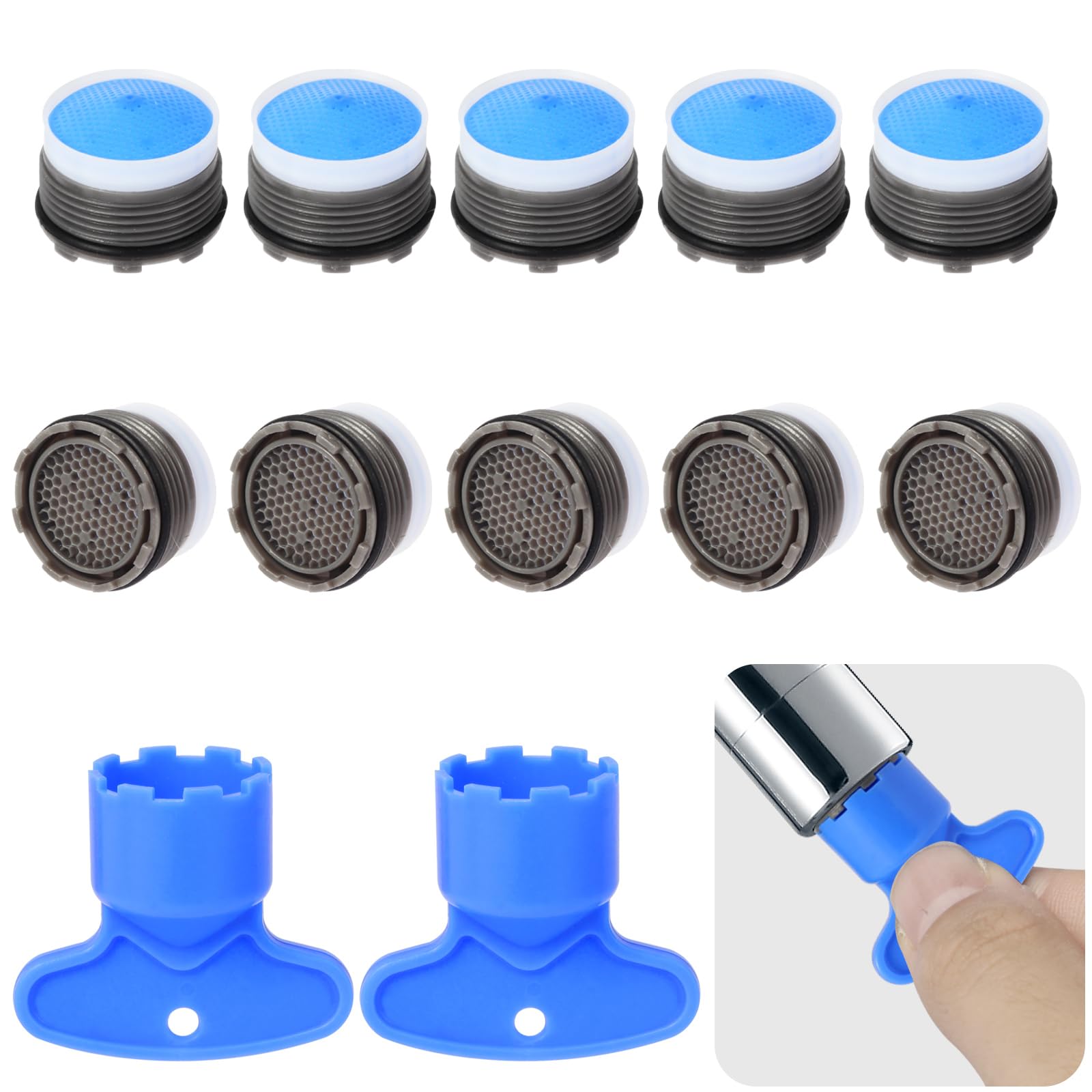 XULIERUX 10-teiliges Strahlregler-Set, M18,5 Strahlregler, Kunststoff-Wasserhahn-Perlator, Wasserhähne-Filter, mit 1 Schlüssel, für Badezimmer, Küche Angebot bei HelloDeals