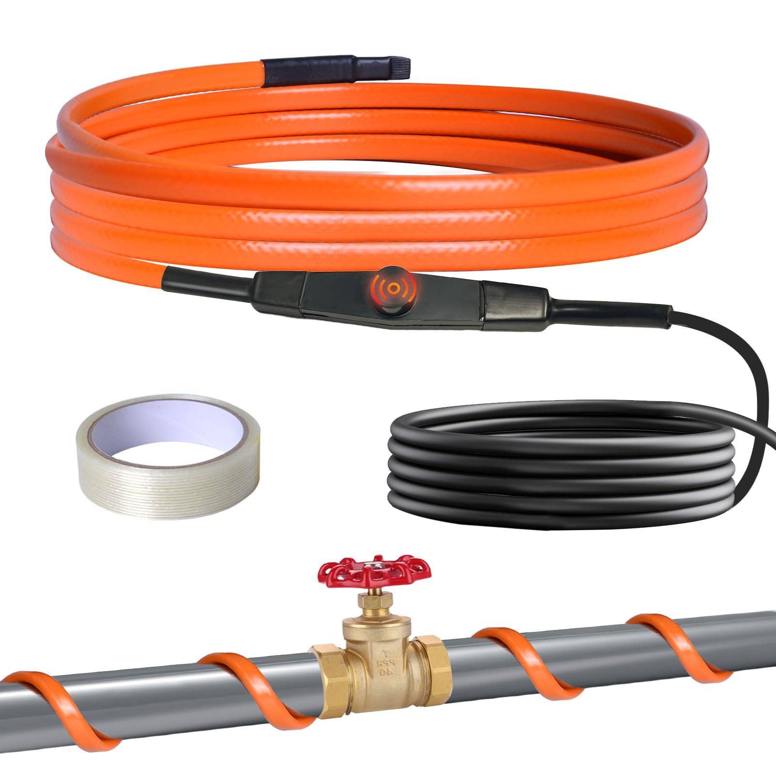 heninhill Frostschutz Heizkabel mit Thermostat 2M, Selbstregelndes Heizband Begleitheizung für Wasserleitung Pflanzen Dachrinnen Angebot bei HelloDeals