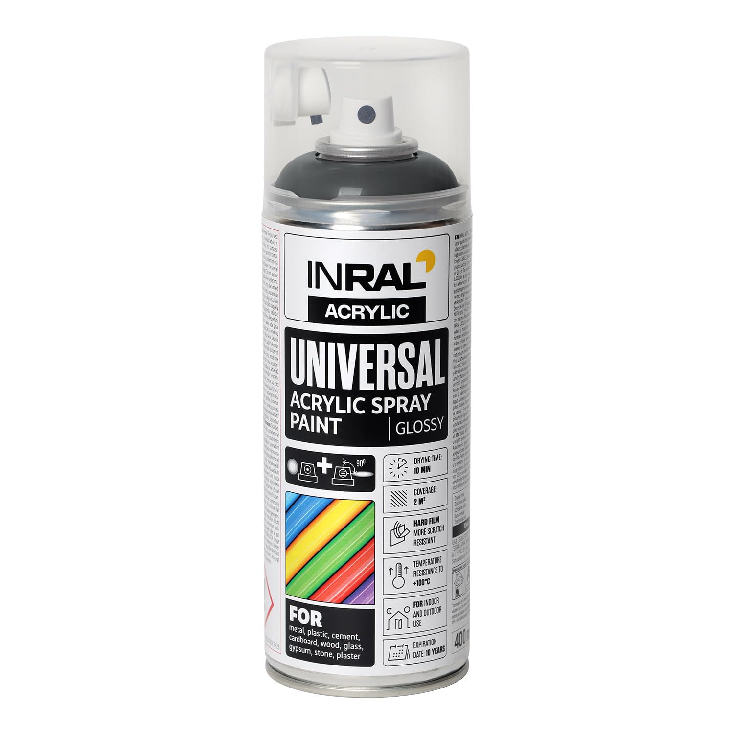 INRAL Sprühlack - Anthrazitgrau glänzend RAL7016 Universal Sprühfarbe 400ml. Spraydose für Metall, Kunststoff, Holz & Stein - Hochdeckende, Regen- und UV-beständige Farbspray für Innen- & Außenbereich Angebot bei HelloDeals