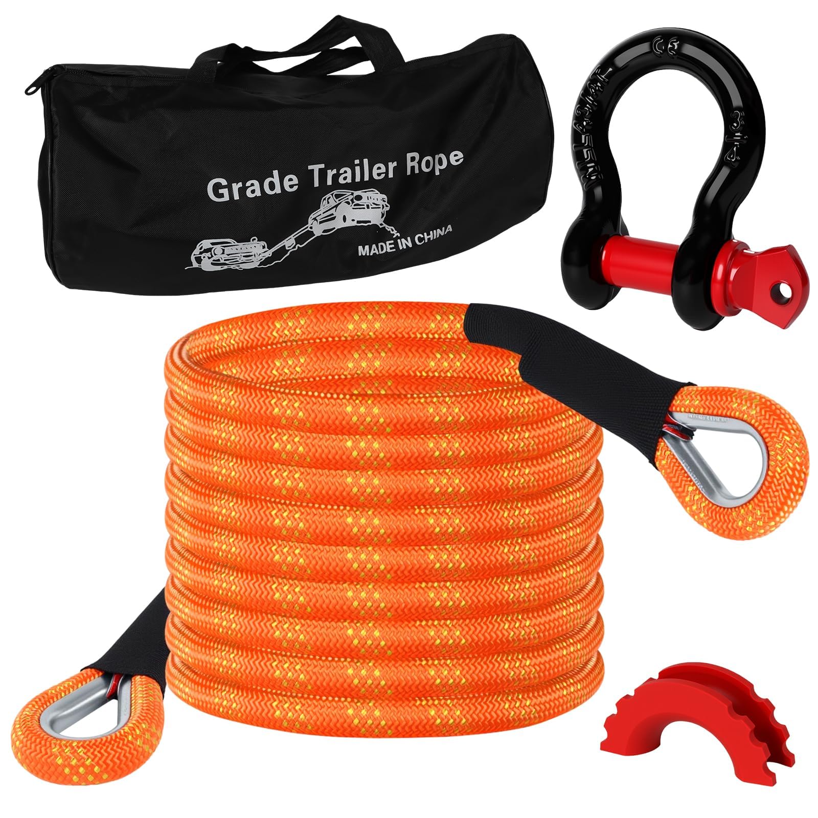 Longzhuo Abschleppseil 6m (20ft) mit Abschleppgurt 22000 LBS (10t) Tragfähigkeit - rutschfeste Handschuhe + Aufbewahrungstasche + Zubehör - Für LKW, Jeep, Traktor, ATV, UTV, Pkw - Straßenrettung 6 m (20ft) Angebot bei HelloDeals