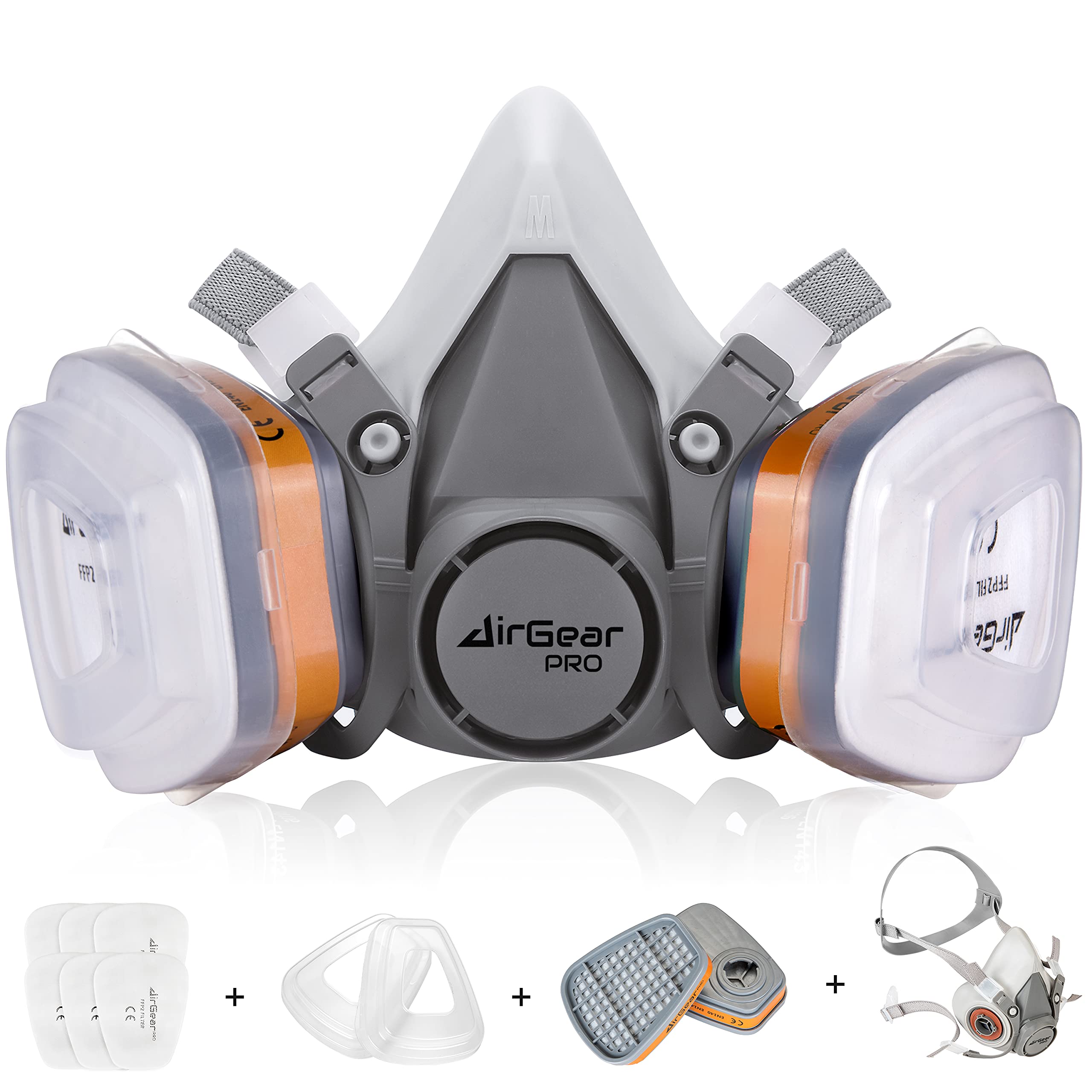 AirGearPro M-500 Atemschutzmaske mit A1P2 Filter, Gasmaske Staubfilter für Lackieren, Arbeiten, Schleifen, Feinstaub Angebot bei HelloDeals