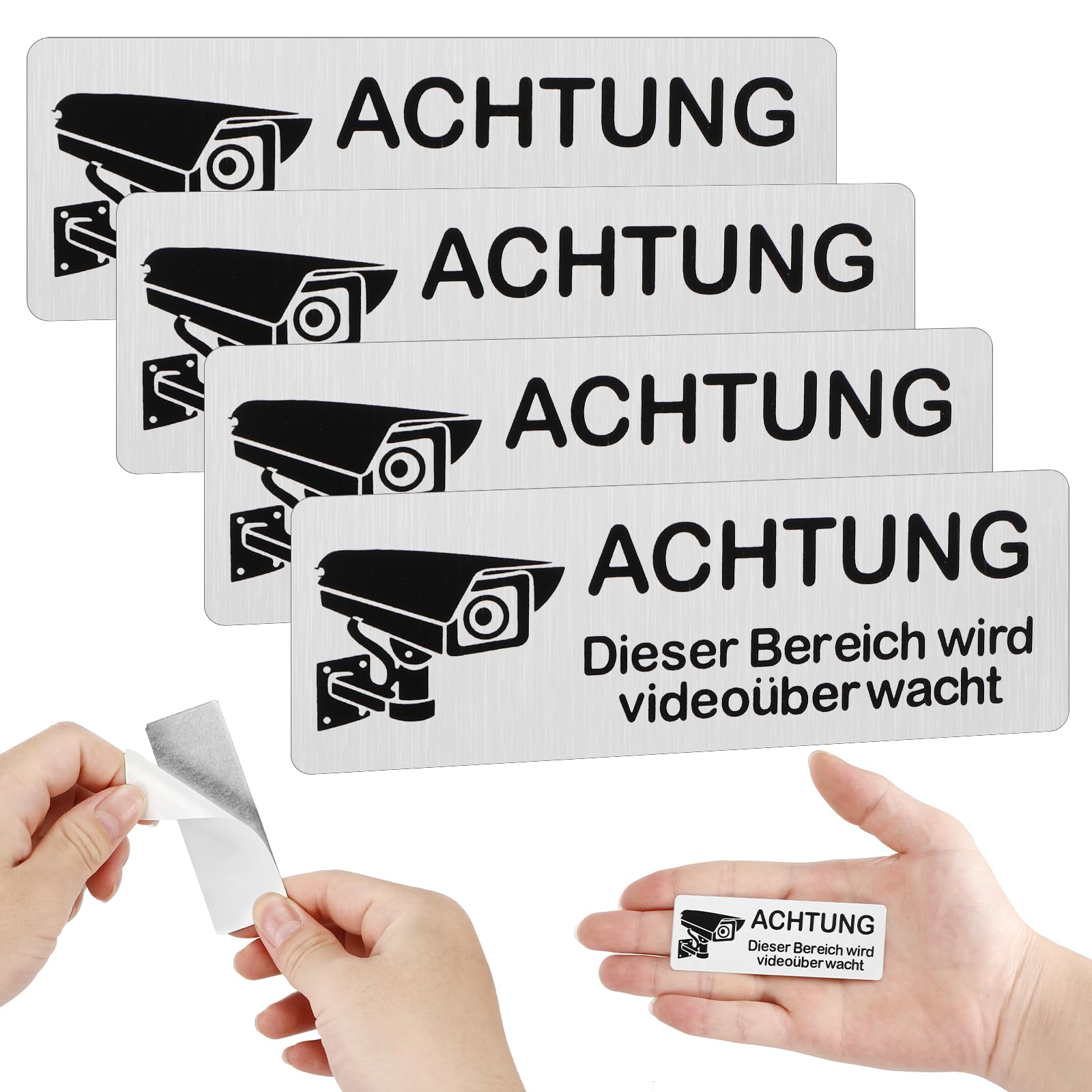 Pavlleen 4 Stück Schild Videoüberwachung Schilder, Selbstklebend Aluminium Achtung VideoüBerwachung Schild, 85mm×30mm Aluminium Hinweisschild Kamera ÜberwachungSchild, für Innen und Außenbereich Angebot bei HelloDeals