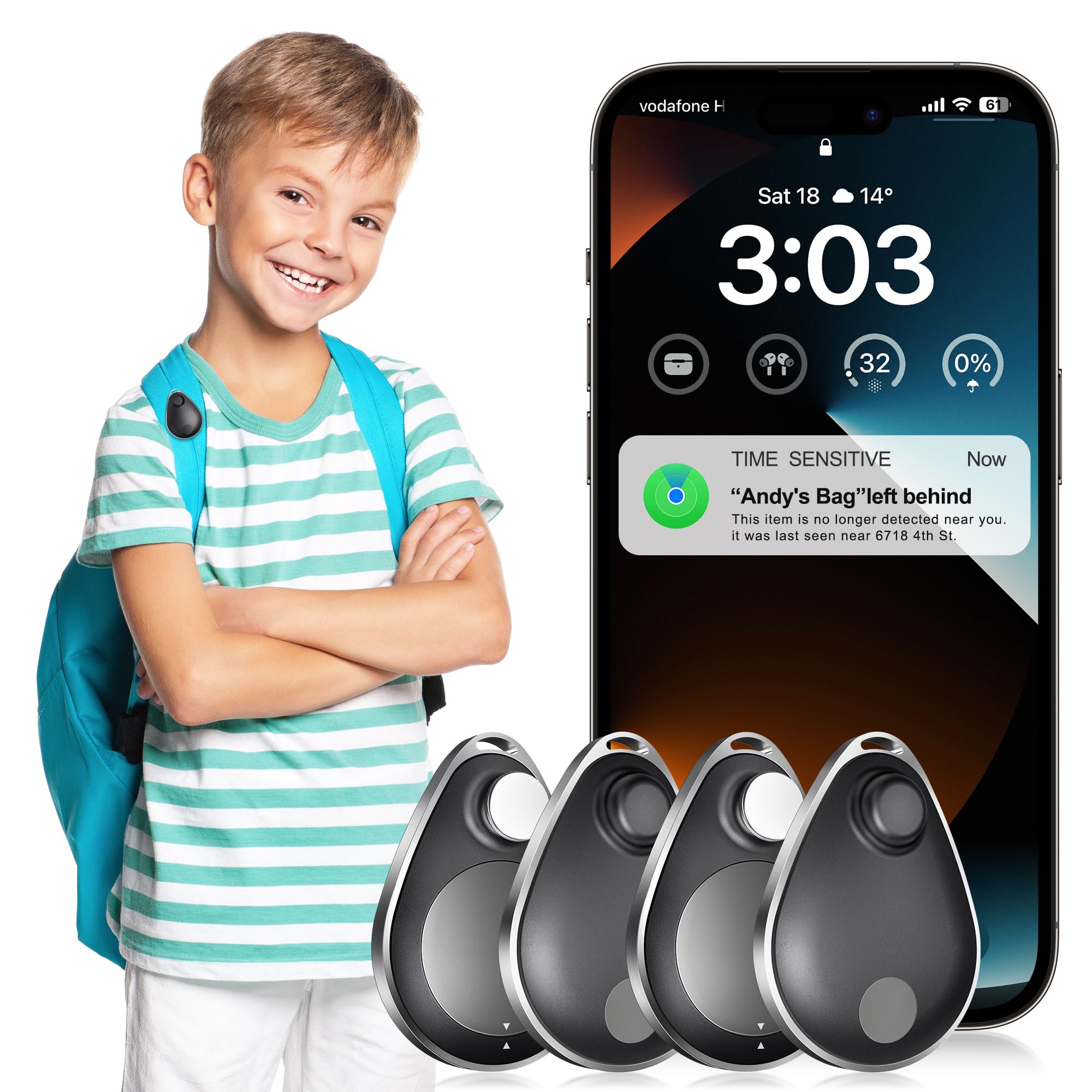 Utag GPS-Tracker für Kinder, 4 Stück, Sicherheitsetikett mit Pins funktioniert mit Apple Find My (nur iOS), Lost-Modus, Mfi-zertifiziertes Anti-Emoval-Tracking-Gerät für Kinder, ältere Menschen Angebot bei HelloDeals