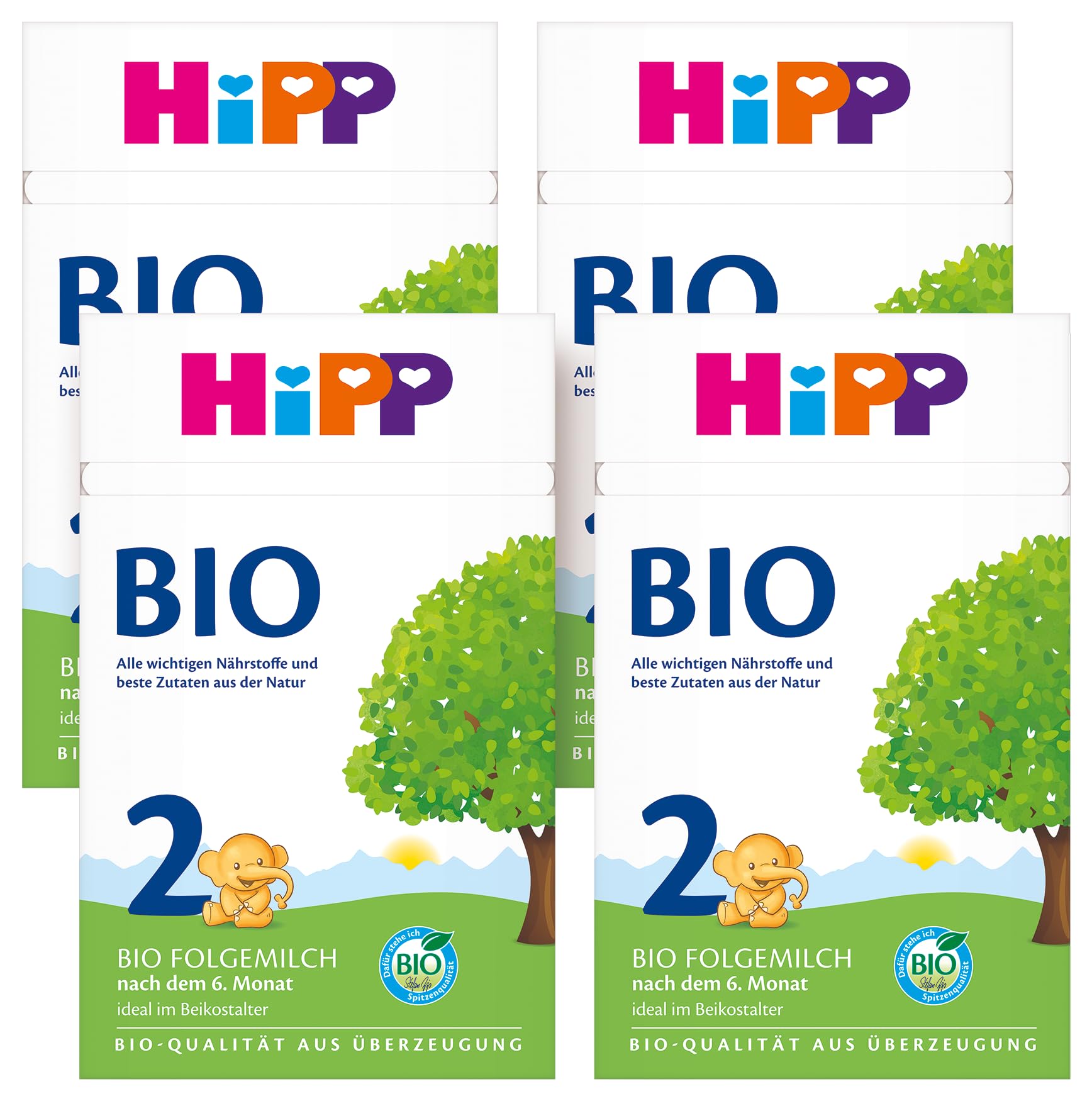 HiPP 2 Bio Folgemilch (4 x 600g), nach dem 6. Monat, mit Omega-3 (DHA, ALA), Calcium und milder Bio-Stärke, in bester Bio-Qualität Angebot bei HelloDeals