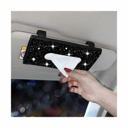 JNNJ Bling Auto Tissue Holder Halter, Auto Taschentuchbox Glitzer, Bling Taschentuchbox für Sonnenblende, Crystal PU Leather Car Sun Visor Cosmetic Tissue Box(Schwarz) Angebot bei HelloDeals
