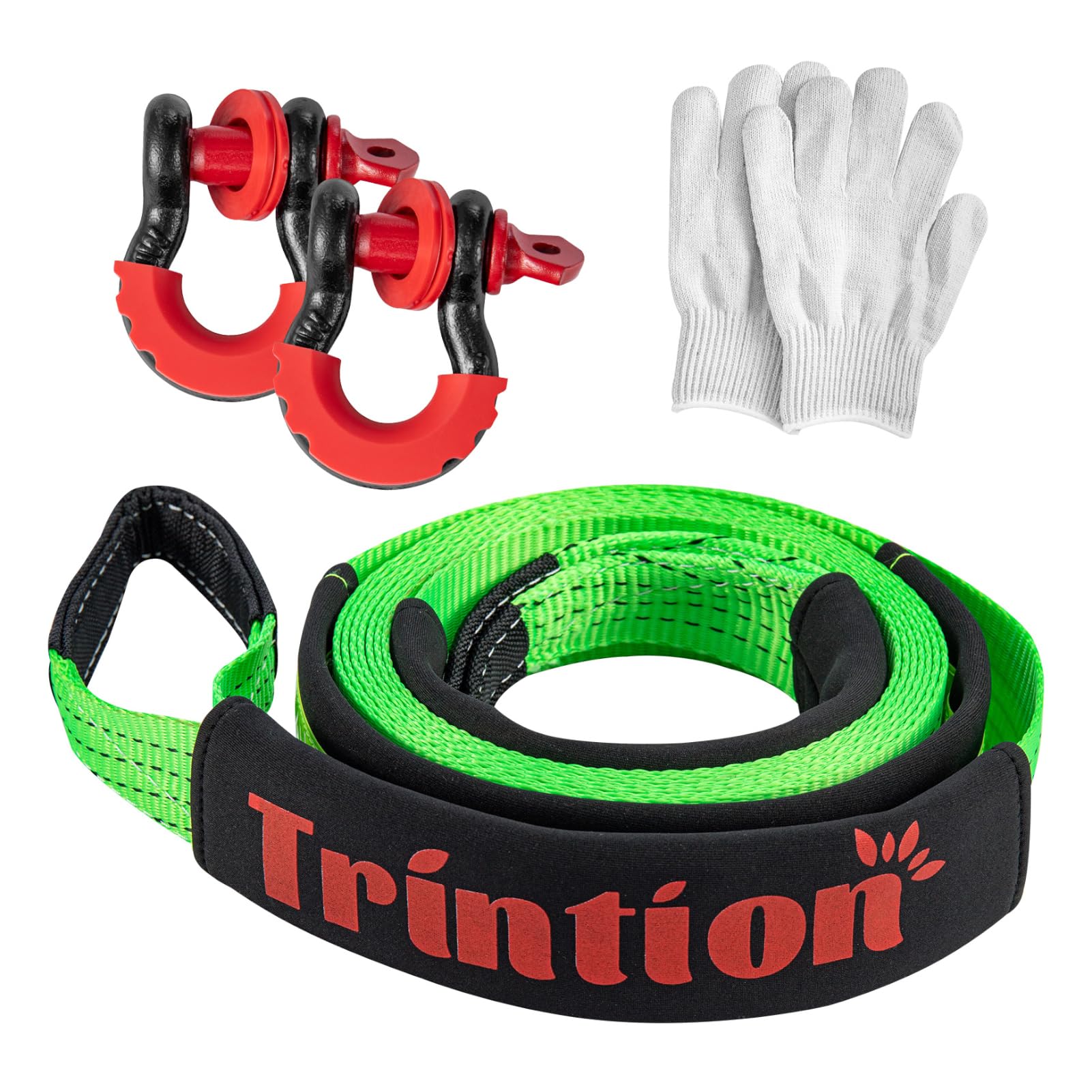10T (22,000 Lbs) Hochleistungs-Abschleppseil 5M x 5CM Premium Nylon Abschleppgurt mit 2 verstärkten Haken und 1 Paar Handschuhen für Auto, SUV, LKW, Geländewagen (Grün) Angebot bei HelloDeals