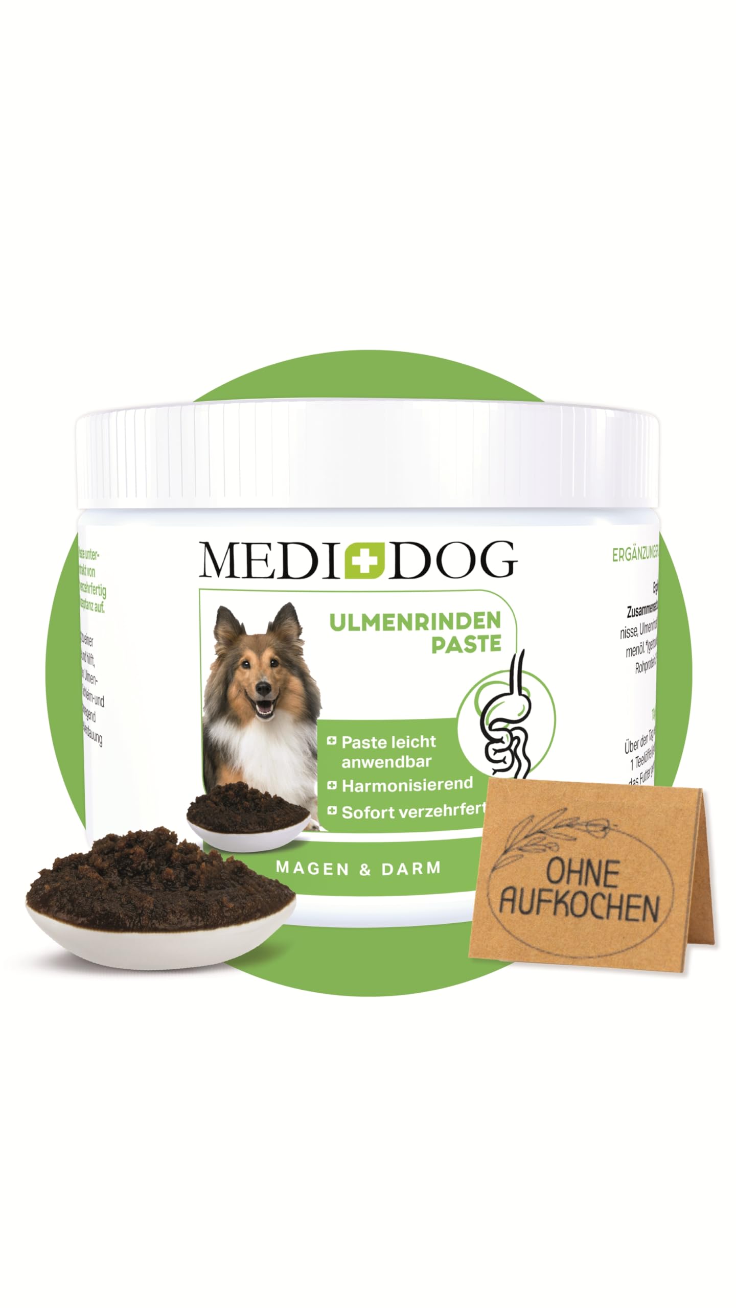 MEDIDOG 500g Premium Ulmenrinden-Paste für Hunde sofort verzehrfertig ohne Zusatzstoffe mit Slippery Elm Bark | unterstützt eine gesunde Verdauung & Normale Kotkonsistenz Angebot bei HelloDeals