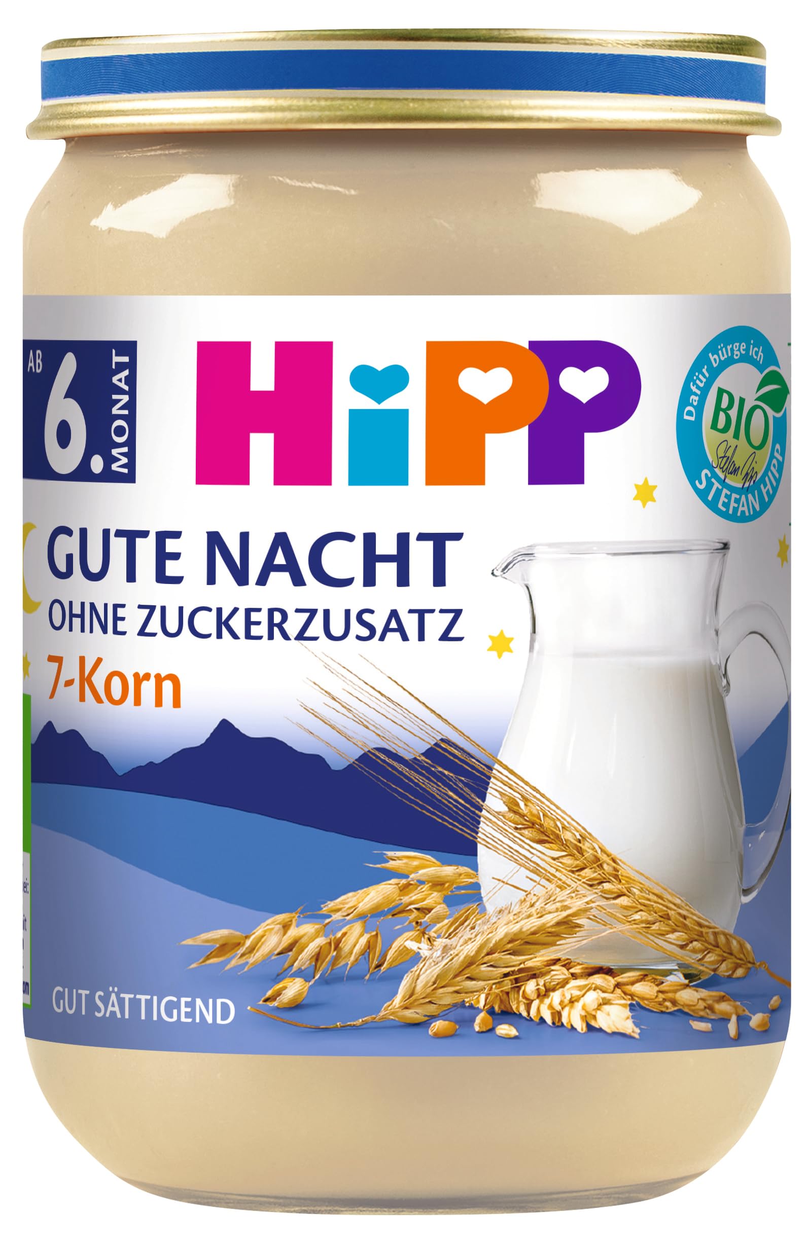 HiPP Bio Gute Nacht 7-Korn (6 x 190g), Babybrei ab 6. Monat, ohne Zuckerzusatz, gut sättigend, in bester Bio-Qualität Angebot bei HelloDeals