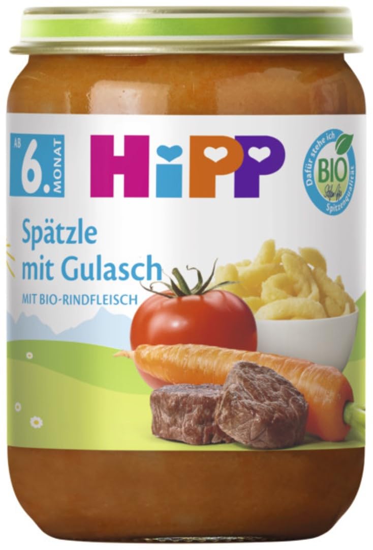 HiPP Spätzle mit Gulasch (6 x 190g), Menü ab 6. Monat, ohne Salzzusatz, mit Omega-3, in bester Bio-Qualität 1320 Gramm Angebot bei HelloDeals