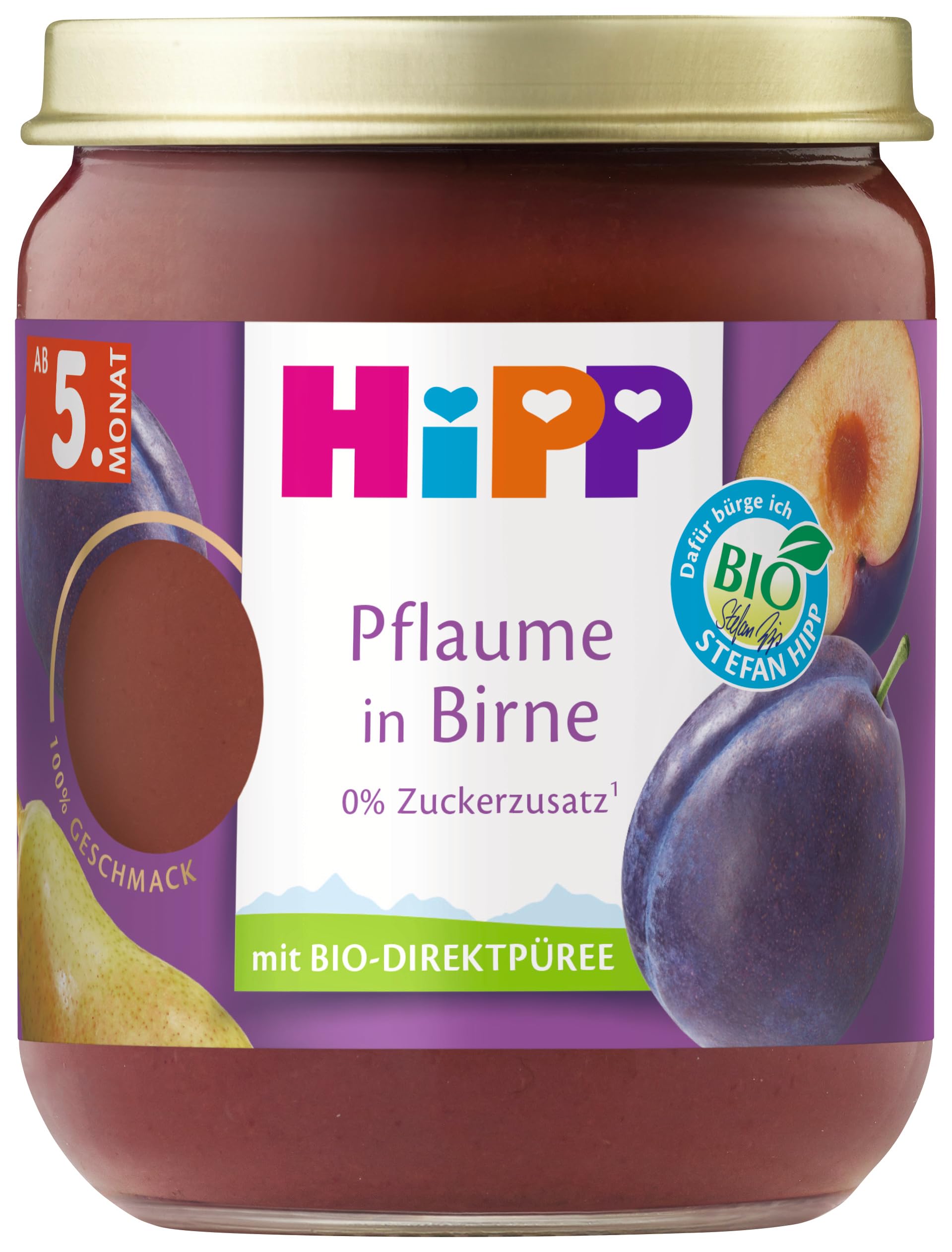 HiPP Bio Früchte Pflaume in Birne (6 x 160g), ab 5. Monat, ohne Zuckersatz, besonders intensiver Fruchtgeschmack, in bester Bio-Qualität. 160g Pflaume/Birne Angebot bei HelloDeals