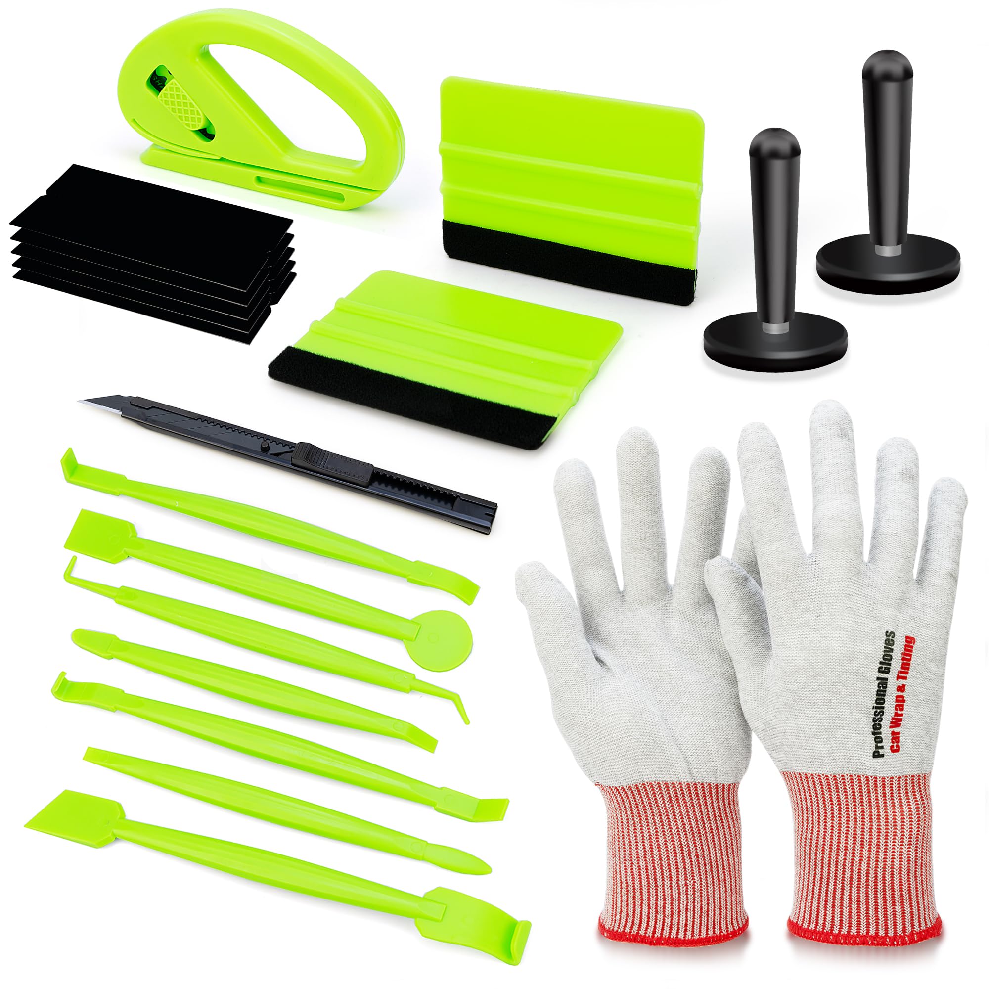 Premium-Vinyl-Wickelwerkzeug-Set: 7-teiliges Auto-Wrap-Installationswerkzeug mit Kohlefaser-Handschuhen, magnetischen Positionierern, 9 mm Messer und Sicherheitsschneider für Vinyl/PPF, Filzrakel Angebot bei HelloDeals