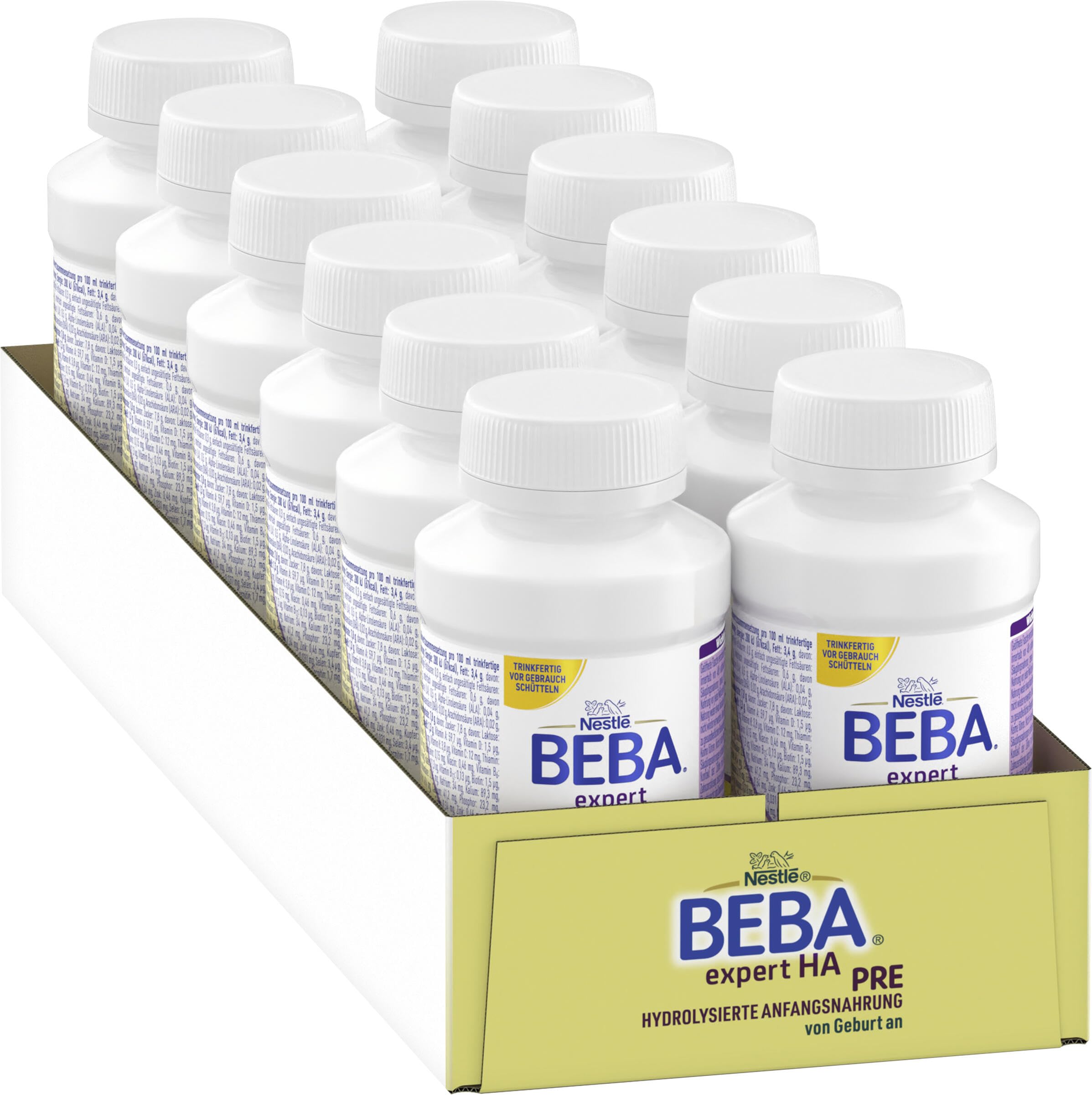 Nestlé BEBA expert HA PRE Hydrolysierte Anfangsnahrung, Säuglingsnahrung von Geburt an, 12er Pack (12 x 200ml) Angebot bei HelloDeals