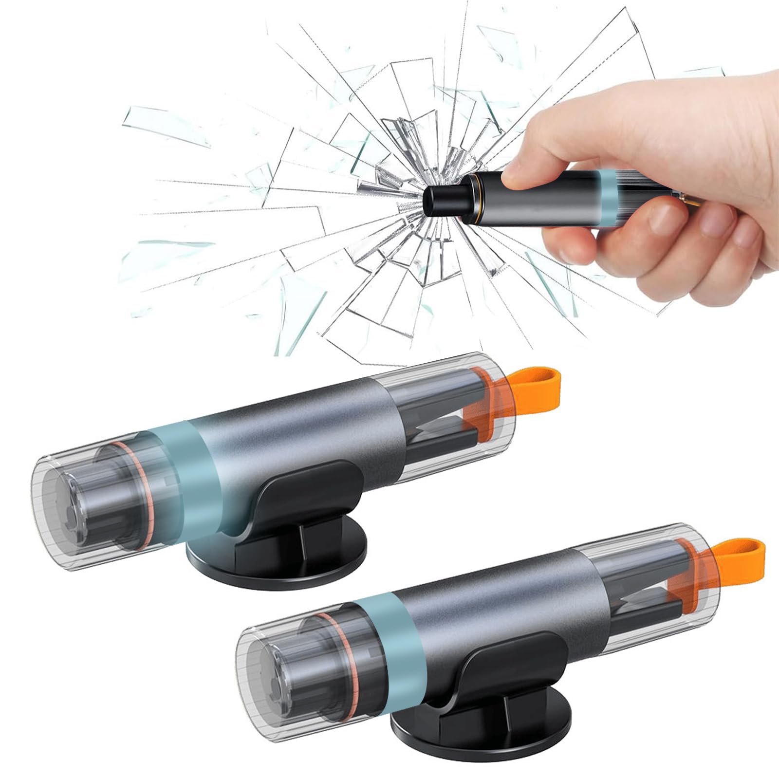 ZUYIST 2 Stück Nothammer Auto mit Gurtschneider, Multifunktional Gurtschneider Notfallhammer Tragbarer Sicherheitshammer Auto Hammerdex Glasbrecher Rescue Tool fürs Auto, Bus (Silber) Angebot bei HelloDeals