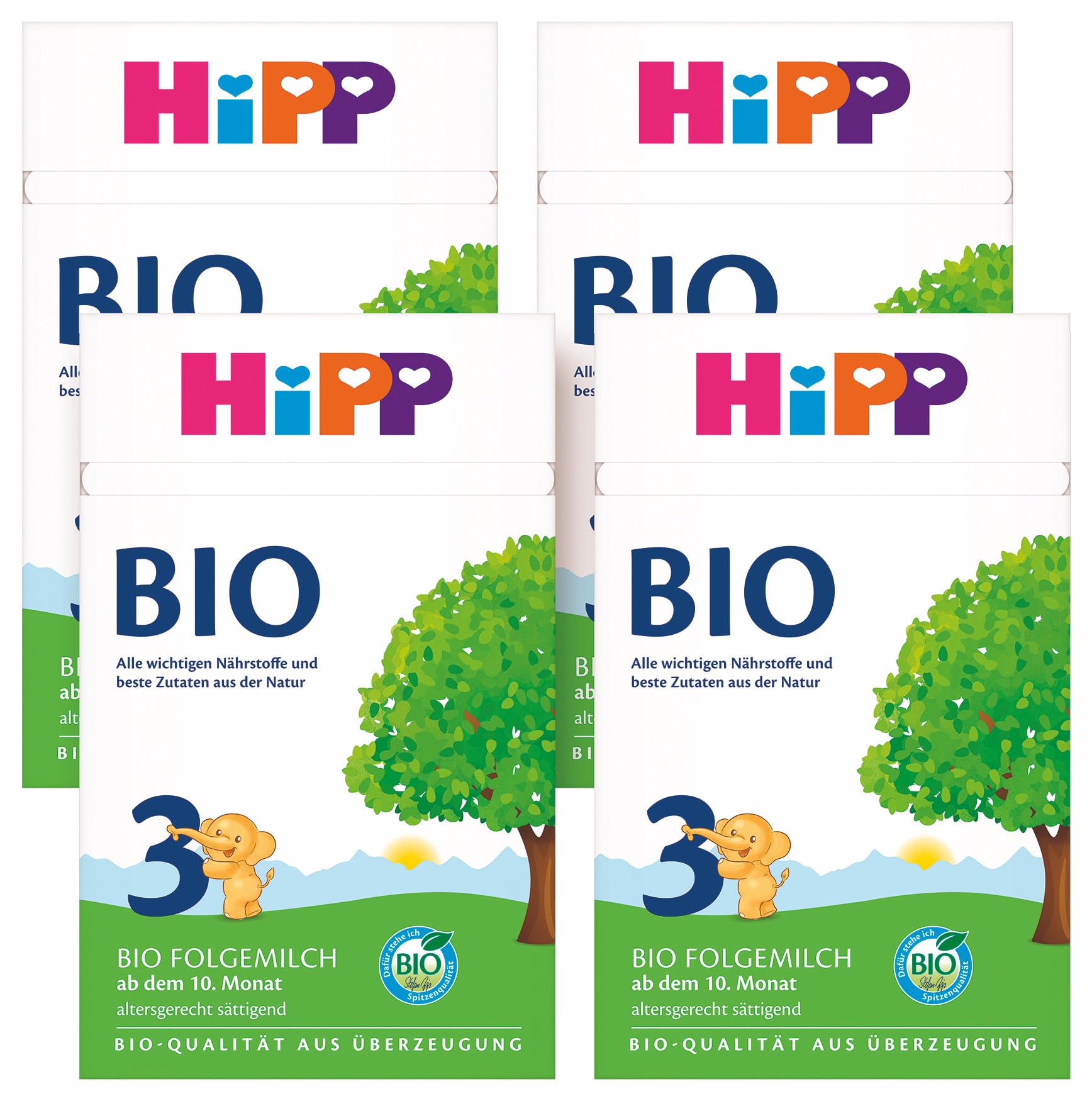 HiPP 3 Bio Folgemilch (4 x 600g) - nach dem 10. Monat, mit Omega-3 (DHA, ALA), Calcium, Vitamin D, in bester Bio-Qualität 600 g (4er Pack) Angebot bei HelloDeals