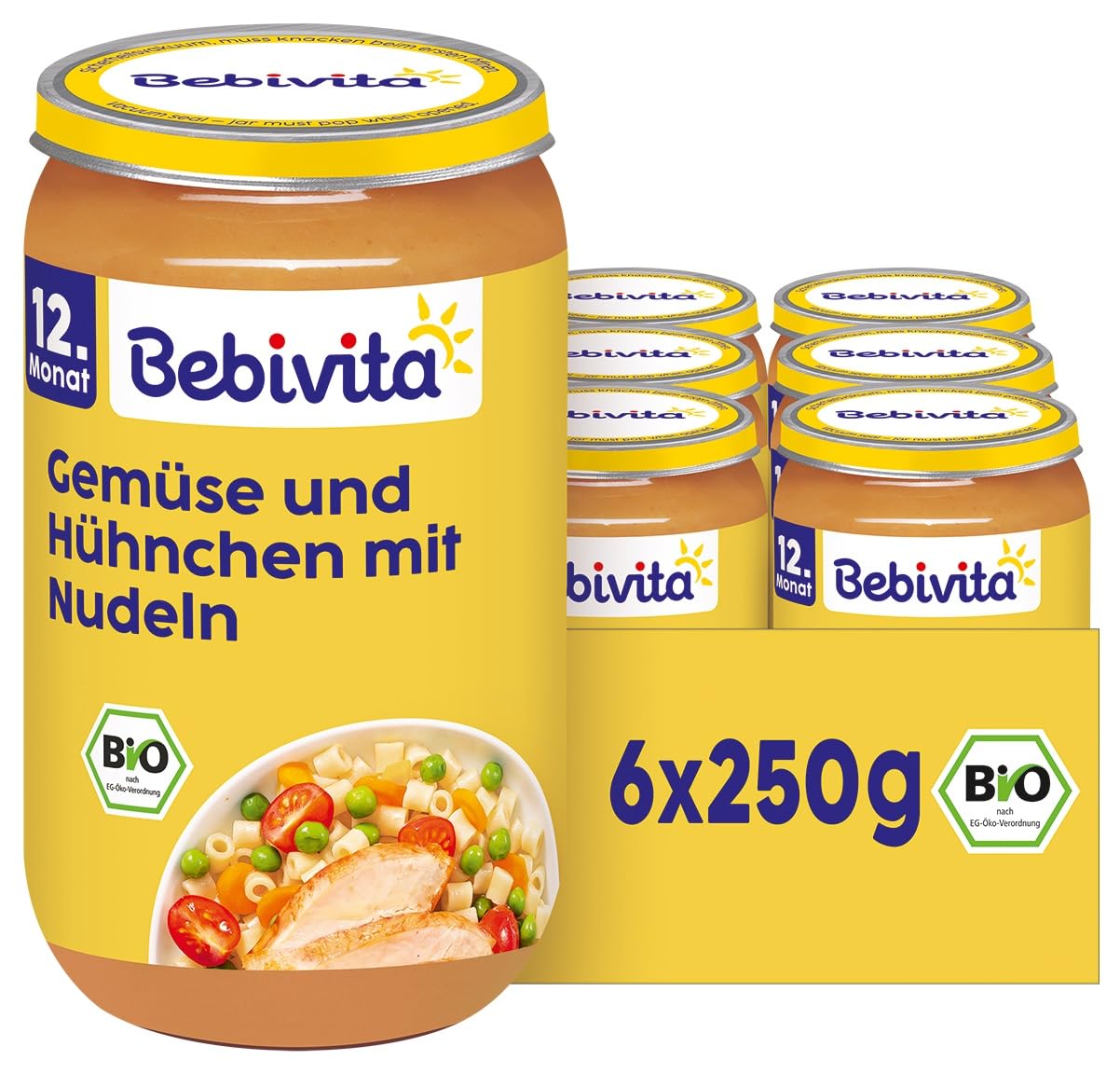 Bebivita Menüs ab dem 12. Monat Gemüse und Hühnchen mit Nudeln, 250g 6er Pack (6x250g) Angebot bei HelloDeals