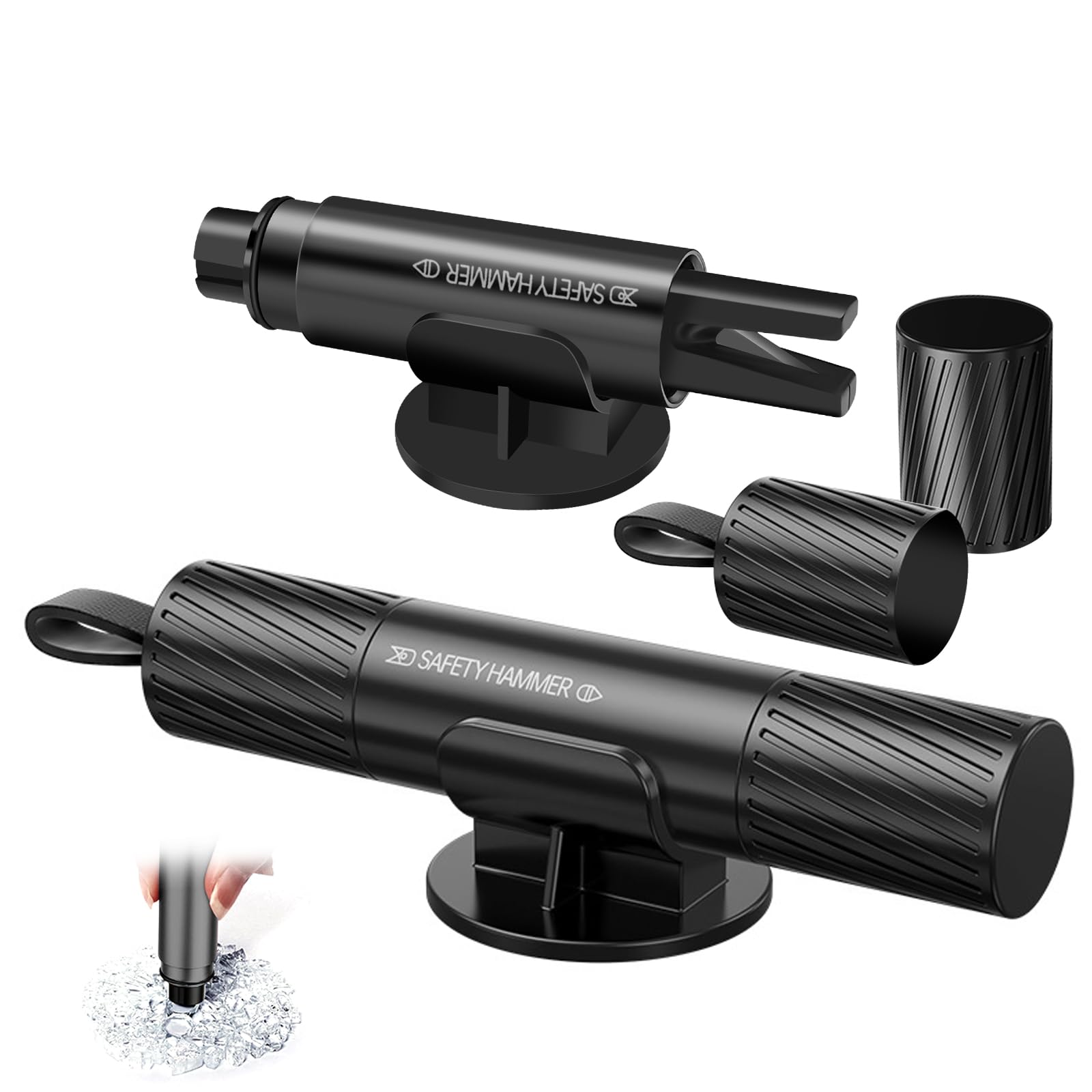 BOBOPACK Gurtschneider Notfallhammer, Autoscheiben Hammer und Sicherheitsgurt Schneider, Tragbarer, Kompakter Gurtschneider und Glasbrecher, für Rettung zu Land und zu Wasser (Schwarz) Angebot bei HelloDeals