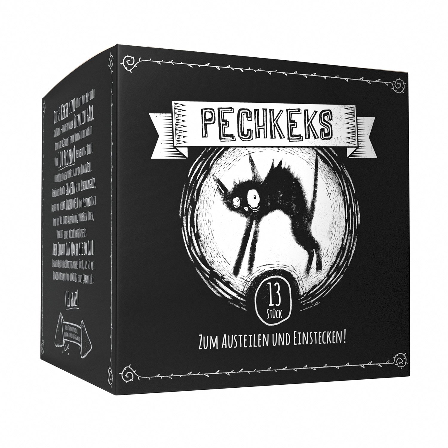 Pechkeks Designbox mit 13 Stück - zum Austeilen und Einstecken! Schwarze Kekse - Schwarzer Humor. Der dunkle Zwilling vom Glückskeks Süßgebäck 13 Stück (1er Pack) Angebot bei HelloDeals