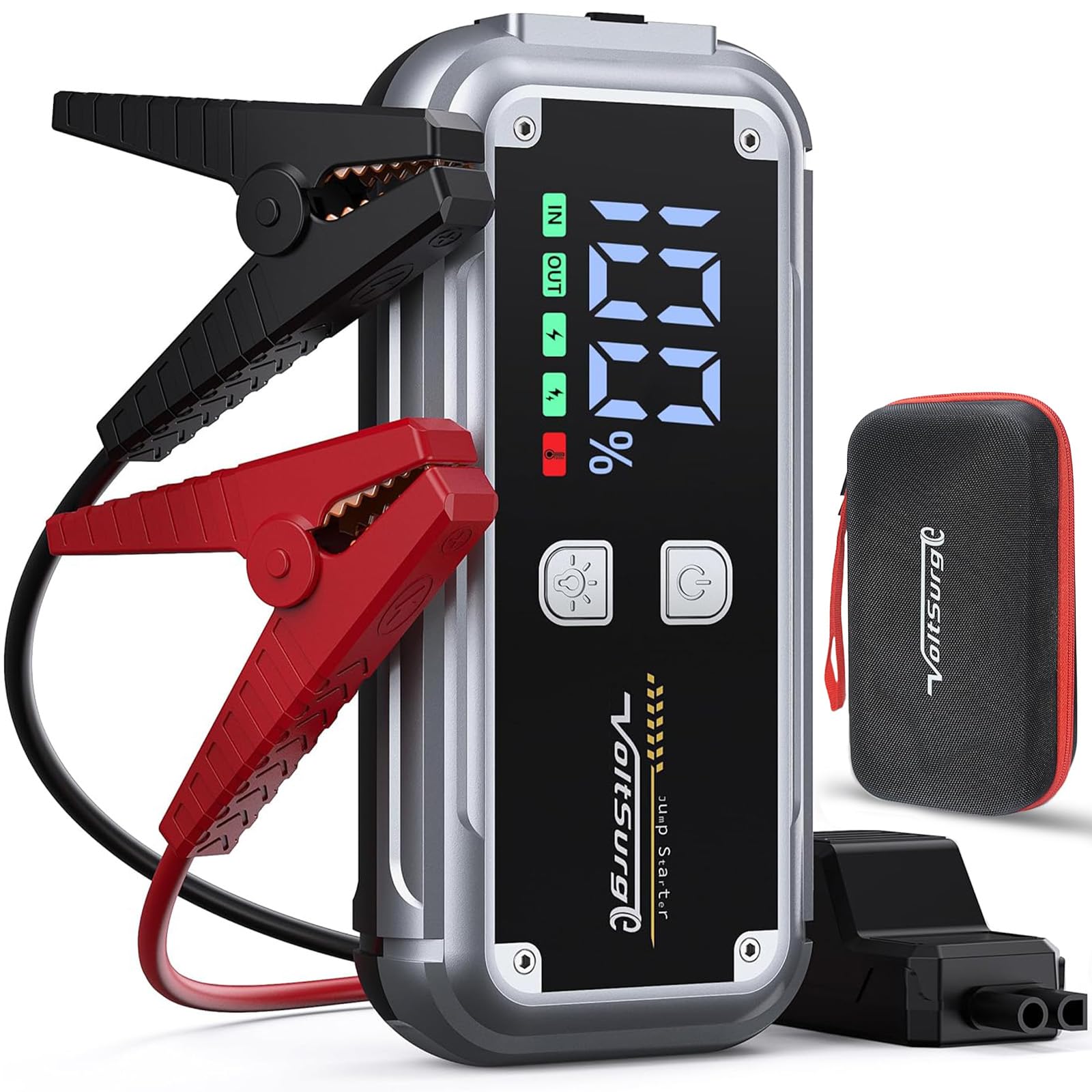 Starthilfe Powerbank, 6000A Spitzenstrom Starter Powerbank Tragbare Auto Starthilfe mit USB-Schnellladung 3.0, LCD Bildschirm, Taschenlampe, 12V für Alle Benzinmotor/8,0L Dieselmotor Angebot bei HelloDeals