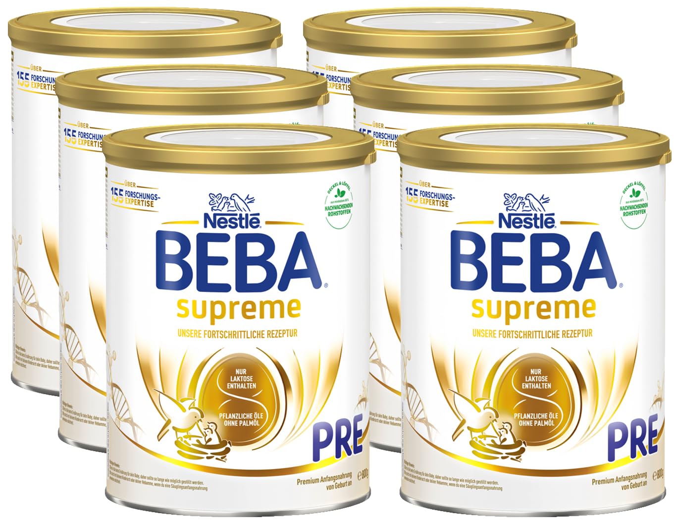 BEBA SUPREME PRE Anfangsmilch von Geburt an, Babynahrung , nur Laktose, ohne Palmöl, 6er Pack (6 x 800g) Angebot bei HelloDeals