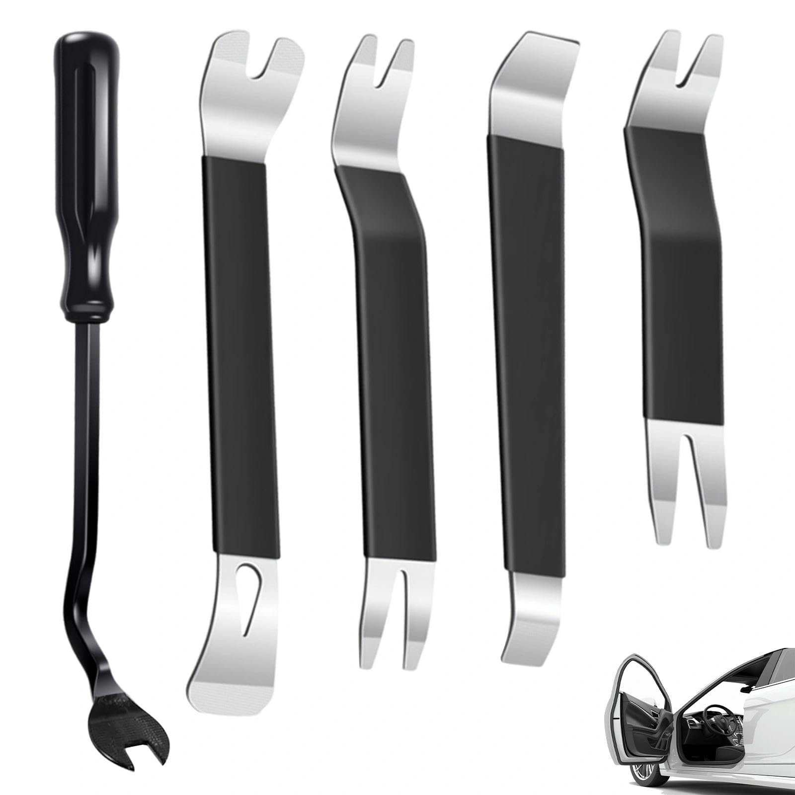 Dulynva 5 Stück Hebelwerkzeug Auto Metall Auto Demontage Werkzeug KFZ Türverkleidung Innen-Verkleidung Werkzeuge für Zierleistenkeile, Car Panel Removal Tool für Auto, Clip, Audio, Armaturenbretter Angebot bei HelloDeals
