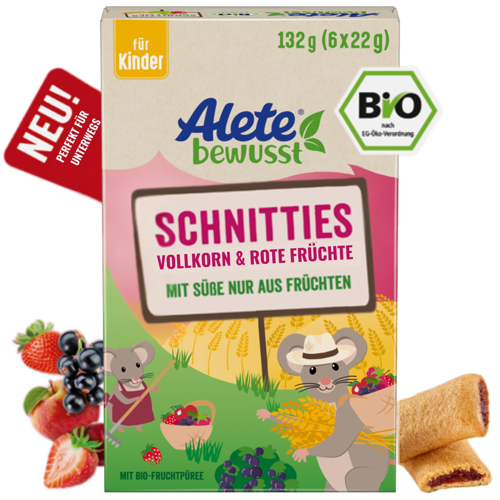 Alete Bio Schnitties Vollkorn Und Rote Früchte 6 x 22 g Einzelpackung 6 x 22 g Angebot bei HelloDeals