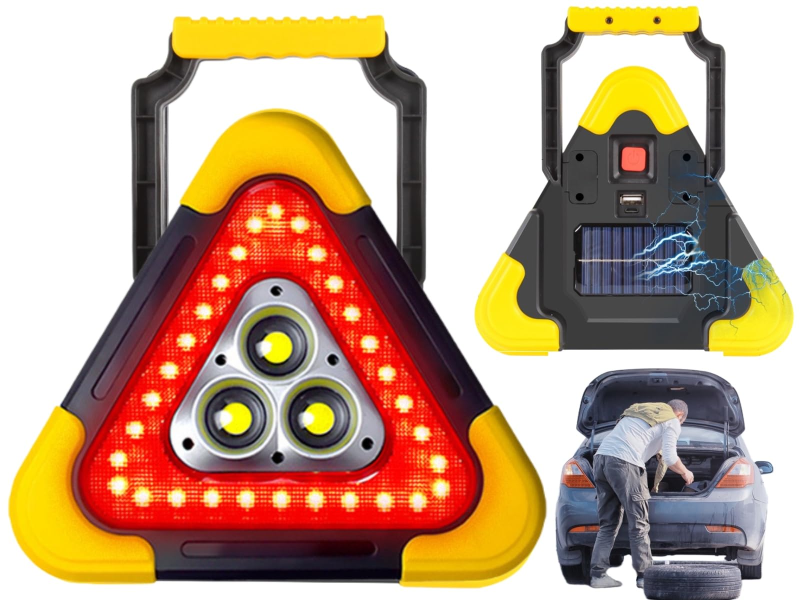 ZLXFT LED Warning Triangle,Safety Triangle Signal Light,Auto Warndreieck Notfall Fackeln mit Tragbarer LED,Warning Triangle Light,Generisch Solardreiecklichter für Straßensicherheit Angebot bei HelloDeals