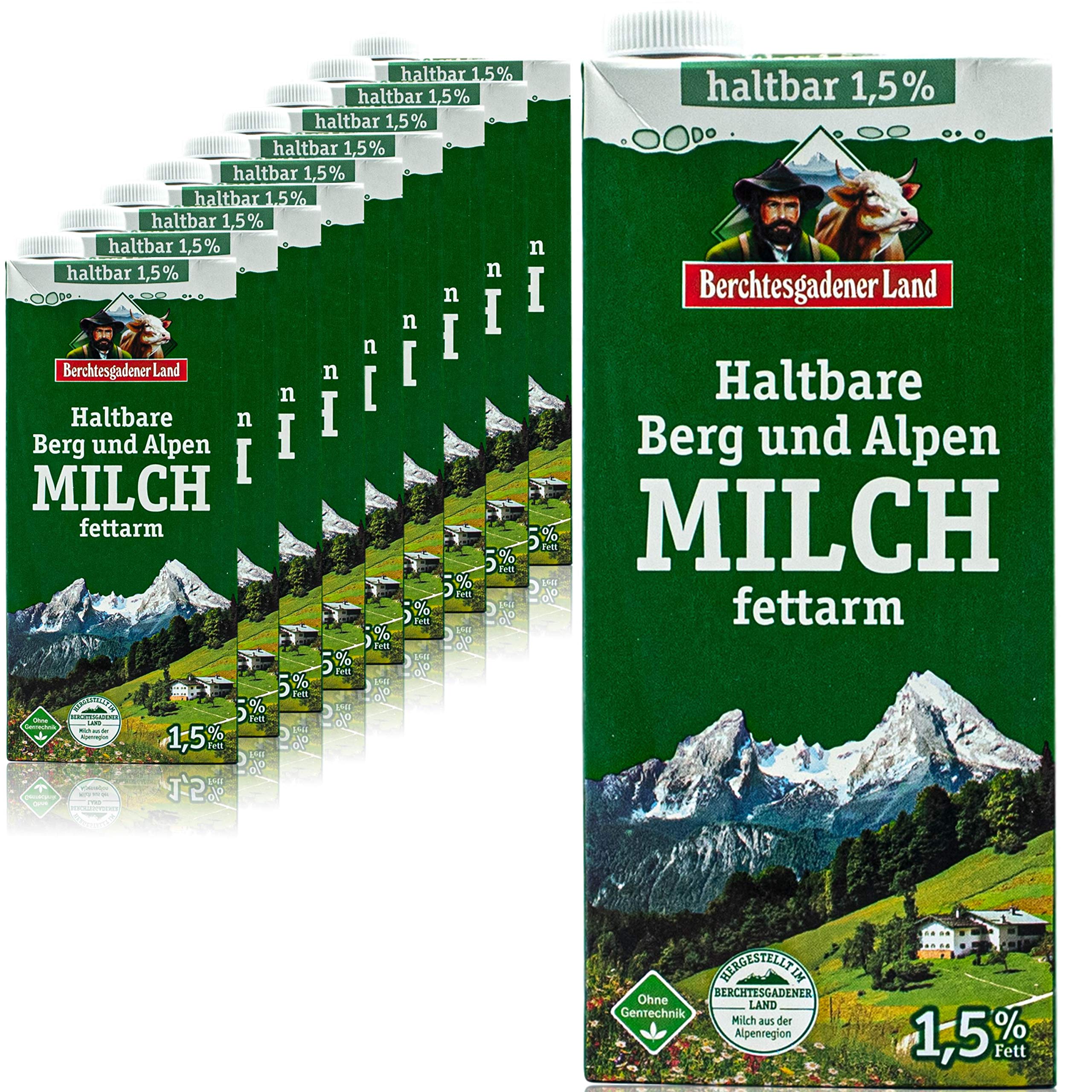 Berchtesgadener Land - 10er Pack H-Milch fettarm 1,5% in 1 Liter Packung - Haltbare Milch von Höfen aus der Berg- und Alpenregion (Bergbauernmilch) Angebot bei HelloDeals